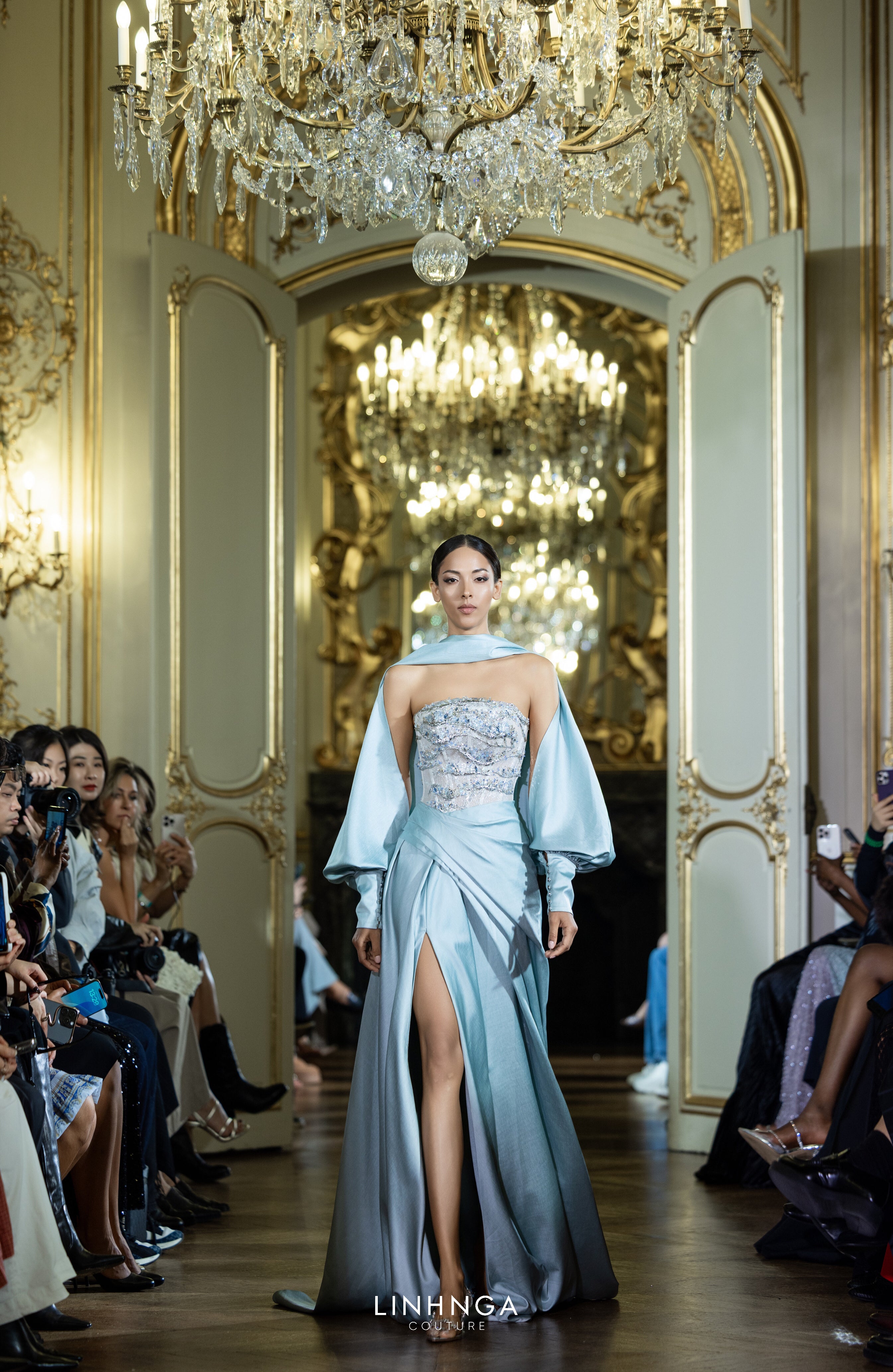 Linh Nga LMBCT296 – Limited Edition Fishtail Ballgown + Cape