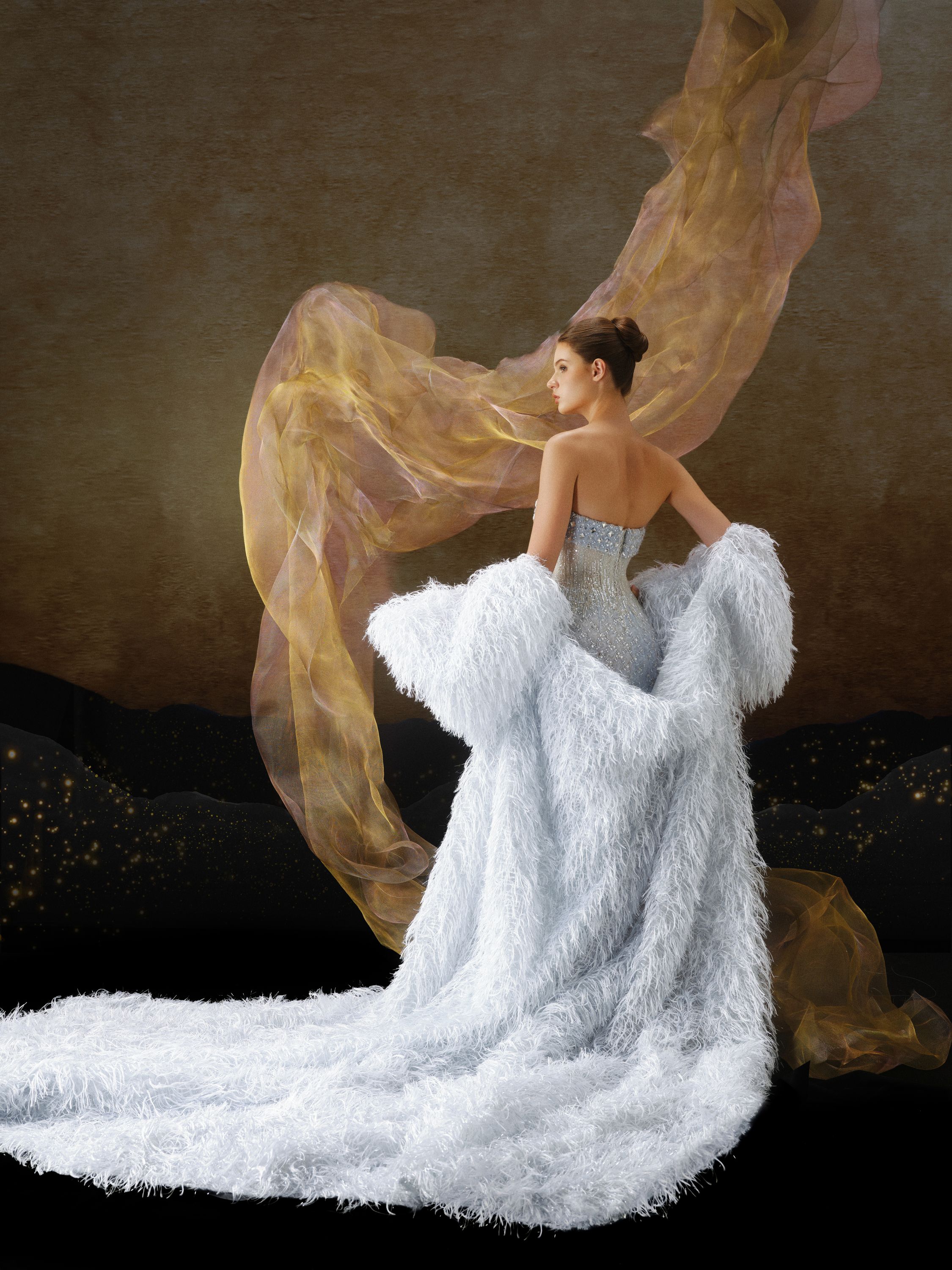 Linh Nga LMBCT299 – Limited Edition Fishtail Ballgown + Cape