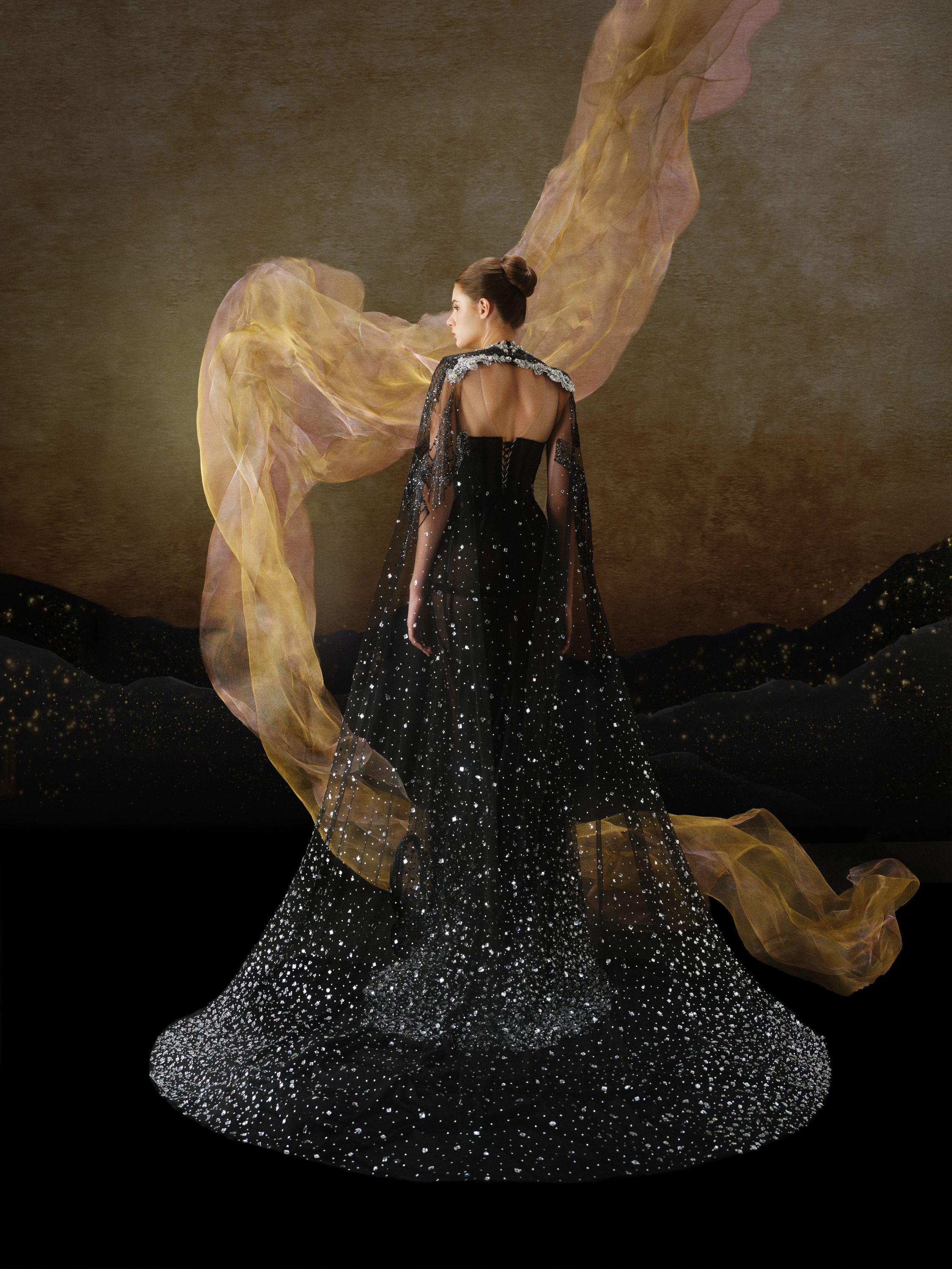 Linh Nga LMBCT304 – Limited Edition Fishtail Ballgown + Cape