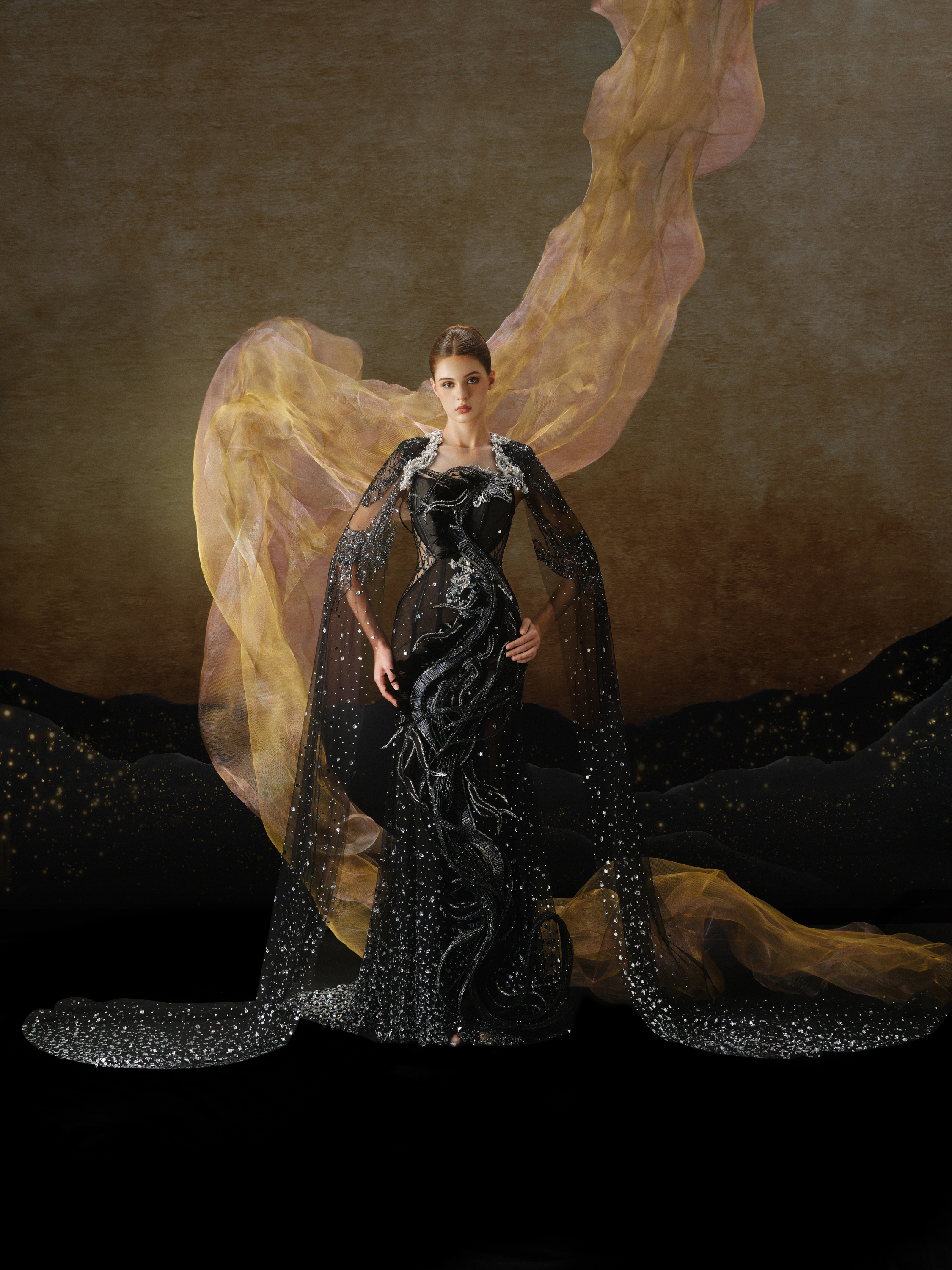 Linh Nga LMBCT304 – Limited Edition Fishtail Ballgown + Cape