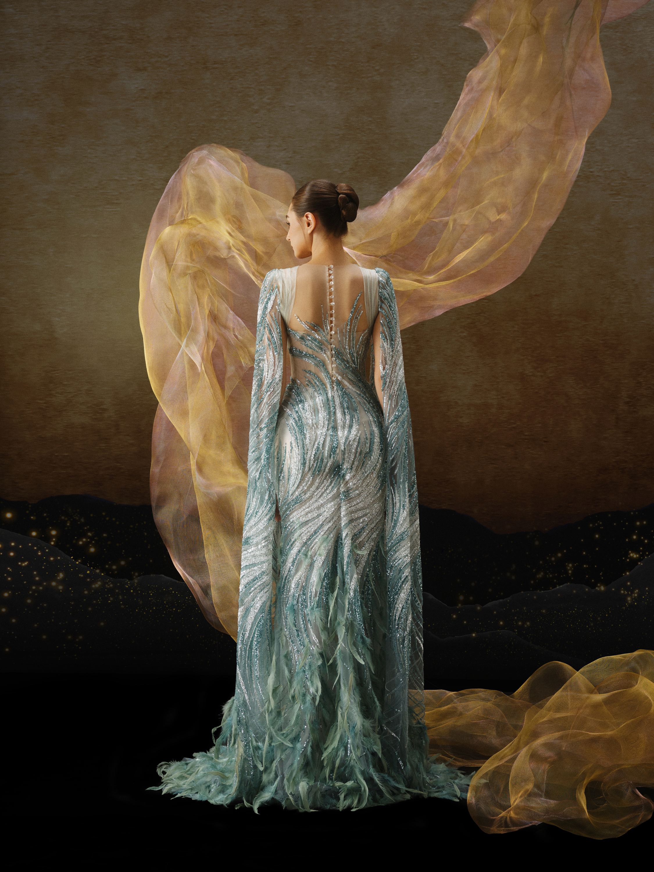 Linh Nga LMBCT306 – Limited Edition Fishtail Ballgown + Cape