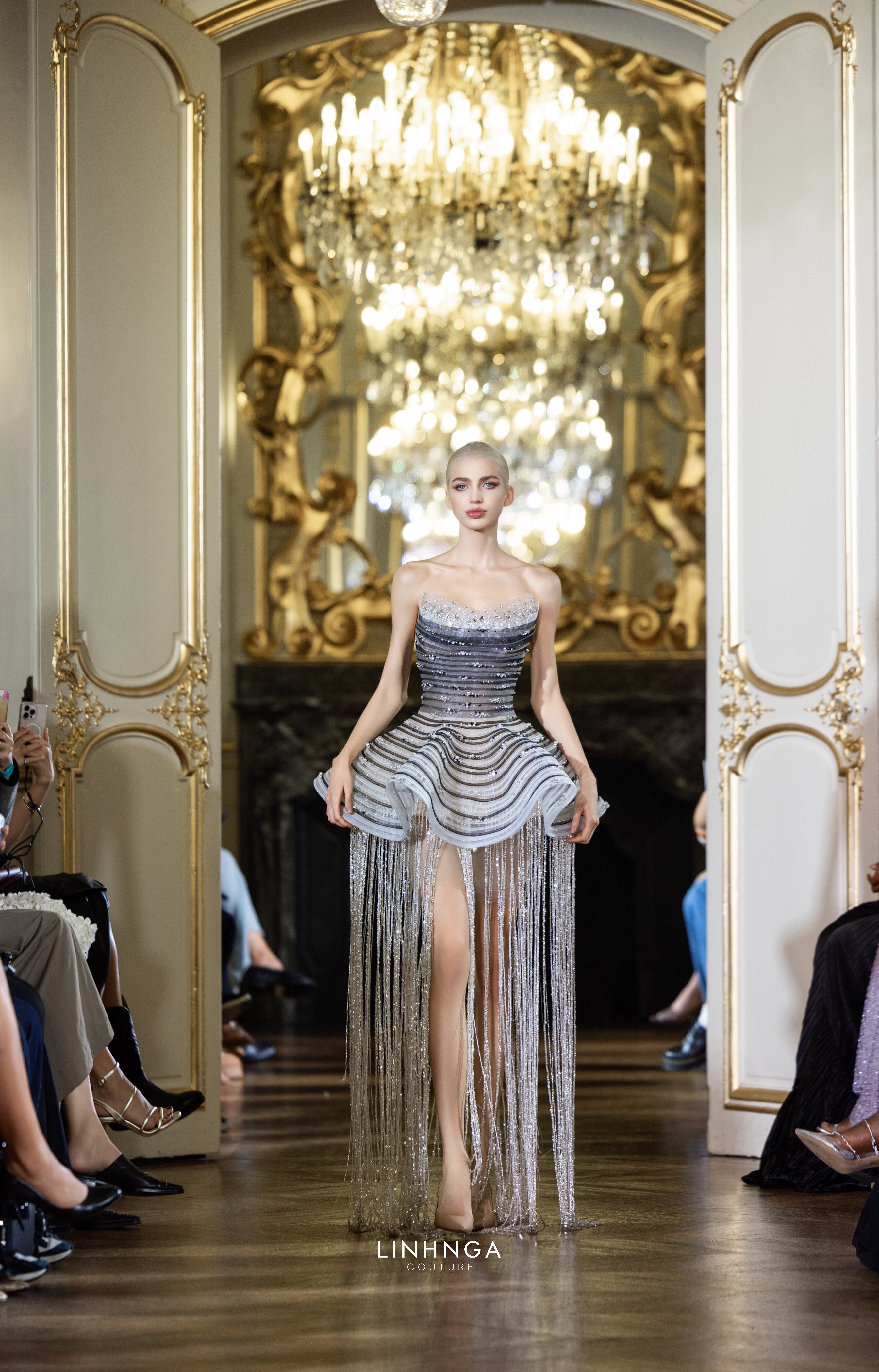 Linh Nga LMBCT312 – Sculptural Crystal Fringe Couture