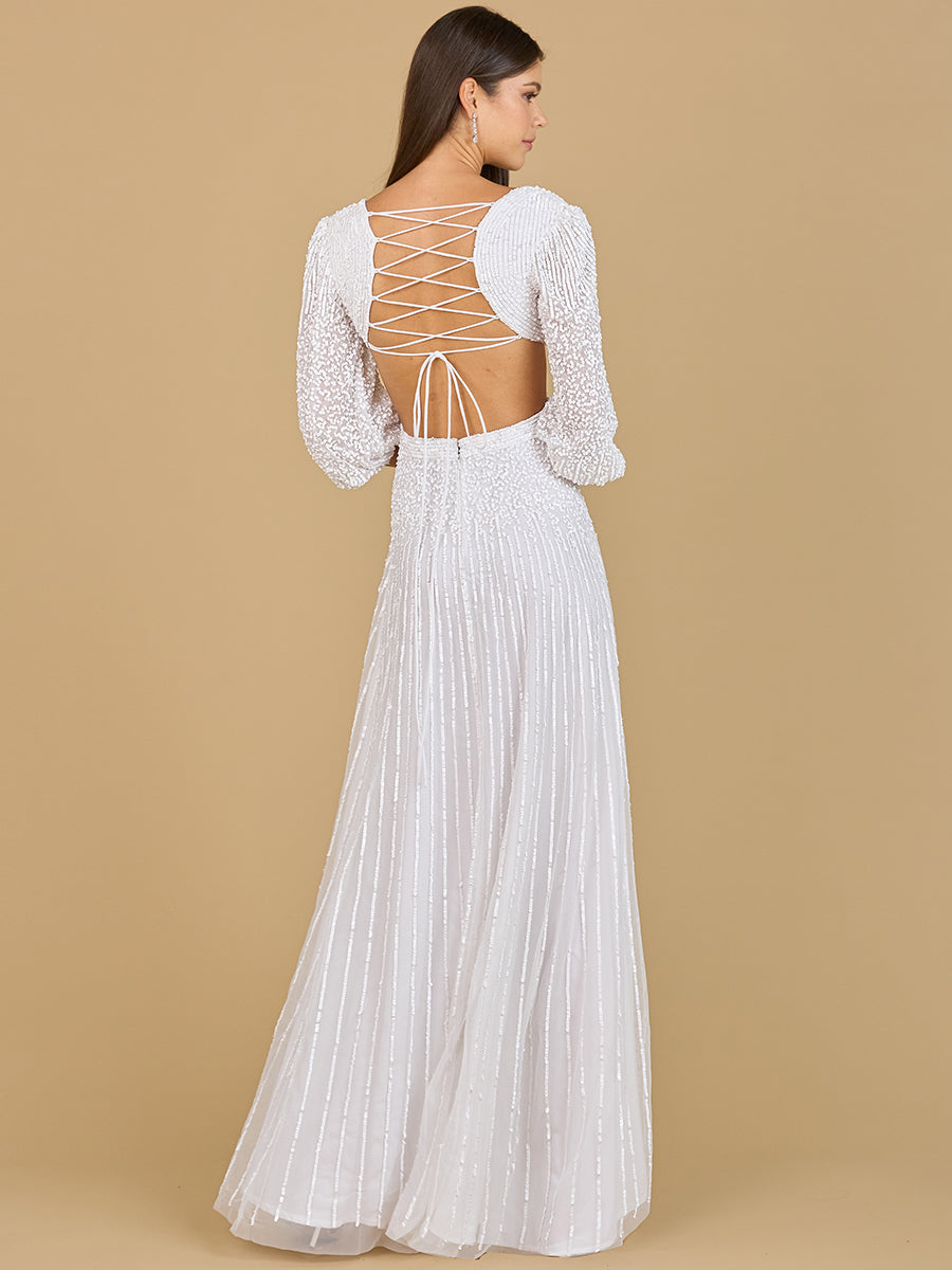 Long Sleeve Cut Out Wedding Dress 51119