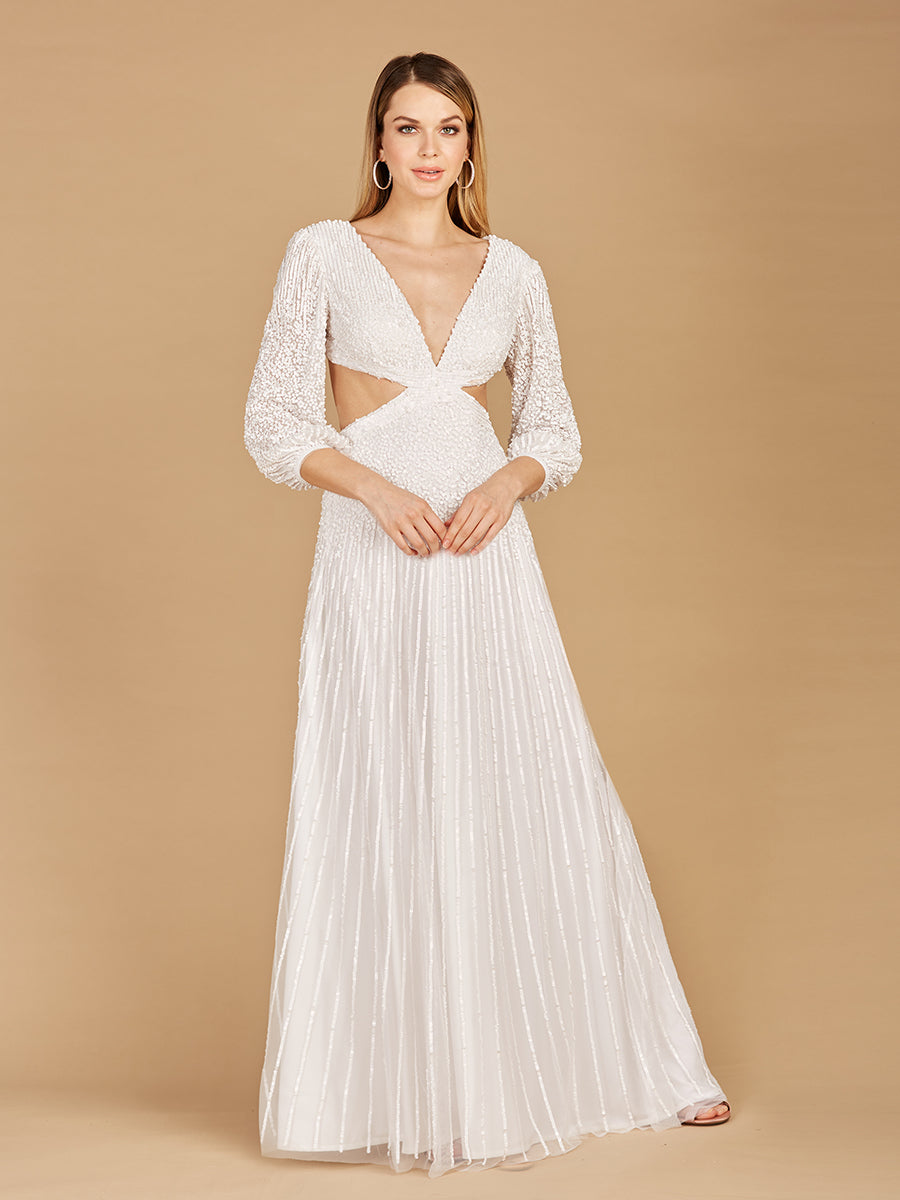 Long Sleeve Cut Out Wedding Dress 51119