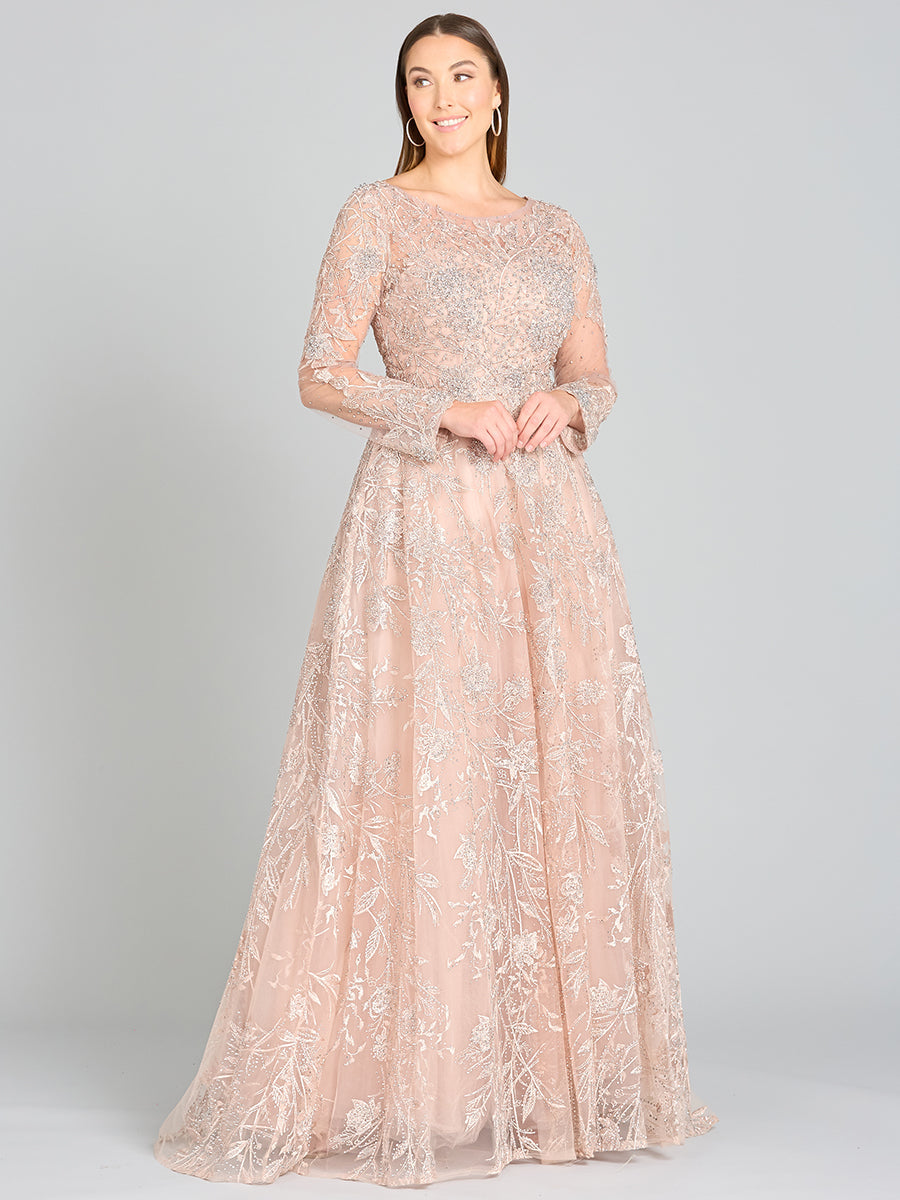 Long Sleeve High Neck Gown 29240