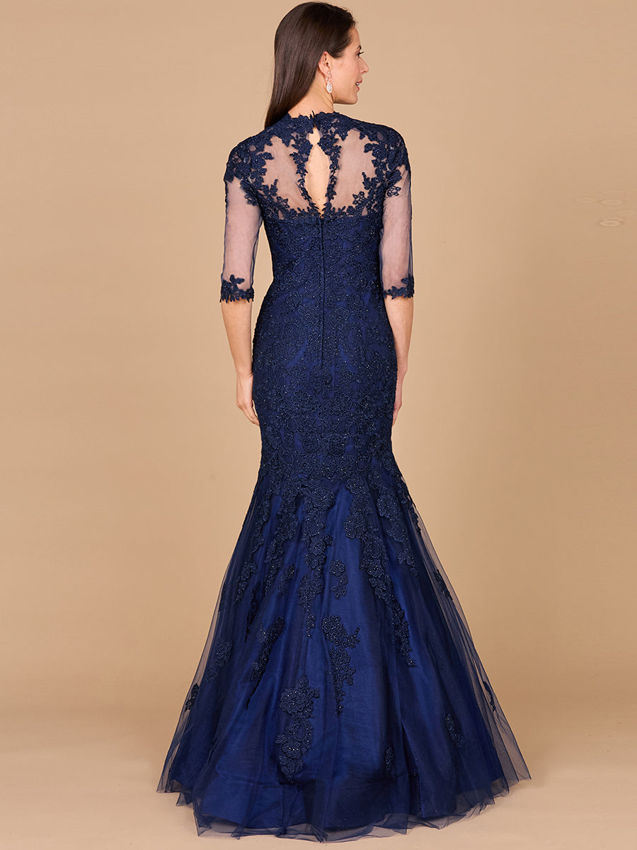 Long Sleeve Mermaid Lace Gown 29019