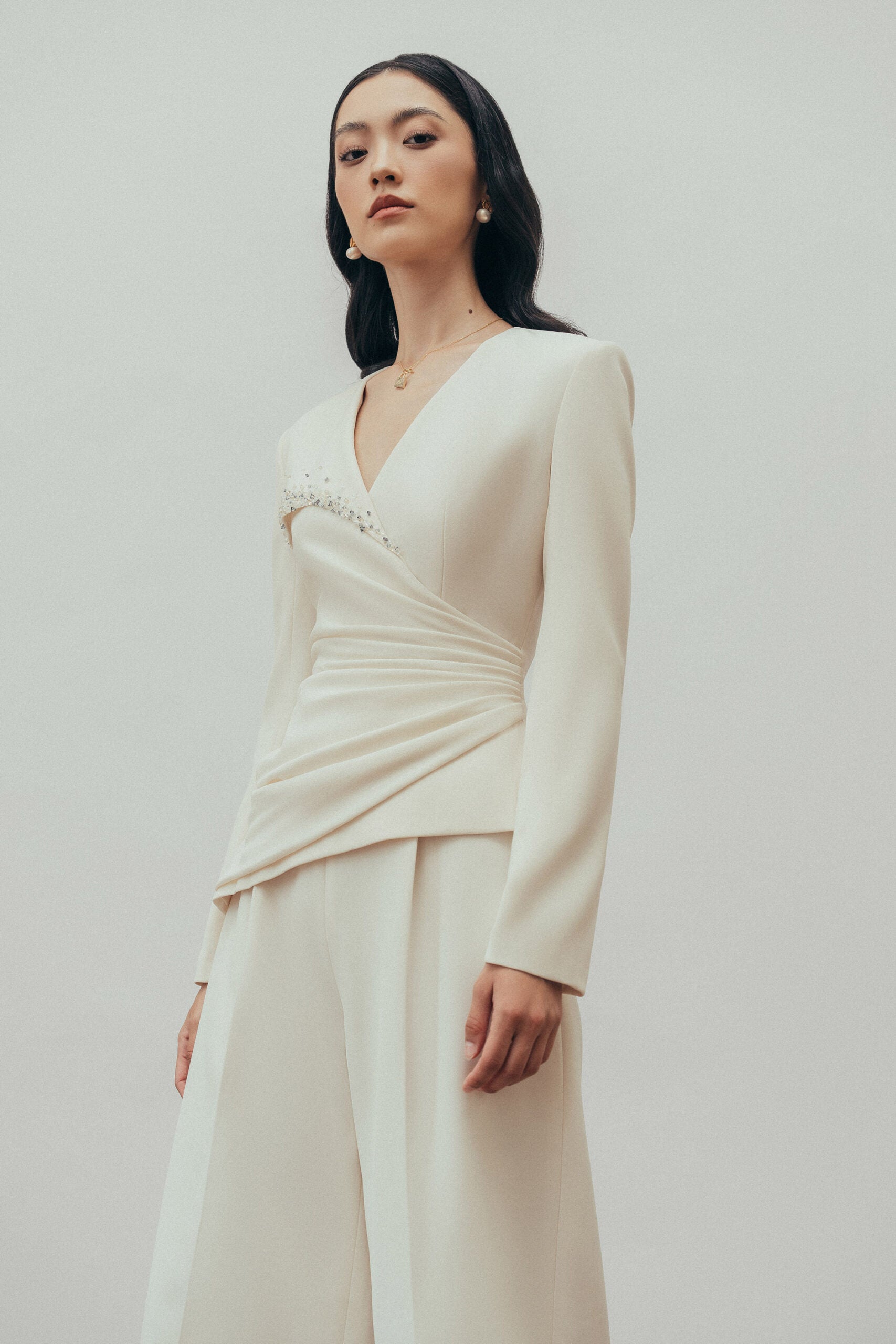 Lyra Peplum Top & Classic Trousers