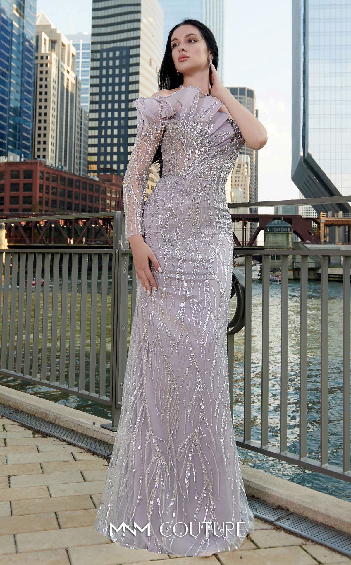 MNM Couture Style M1114 - Couture Tulle Gown with Asymmetrical Opulence