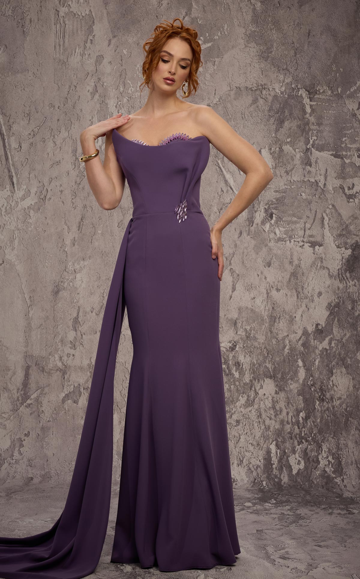 MNM Couture J03584: Crystal Sweetheart Mermaid Gown