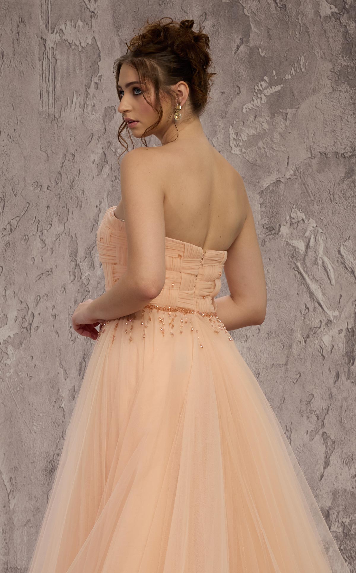 MNM Couture J03604: Strapless Basket-Weave Organza Gown