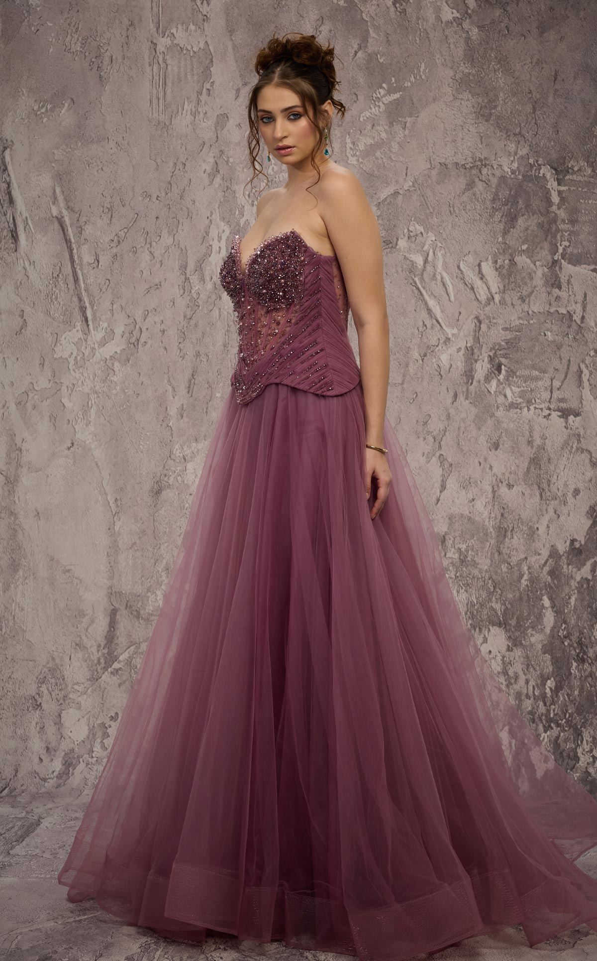 MNM Couture J03608: Beaded Sweetheart Organza Gown