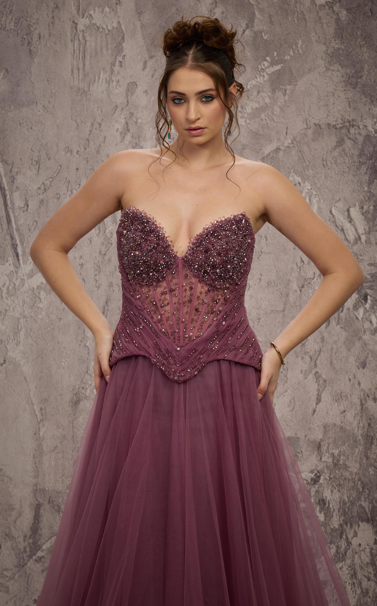 MNM Couture J03608: Beaded Sweetheart Organza Gown