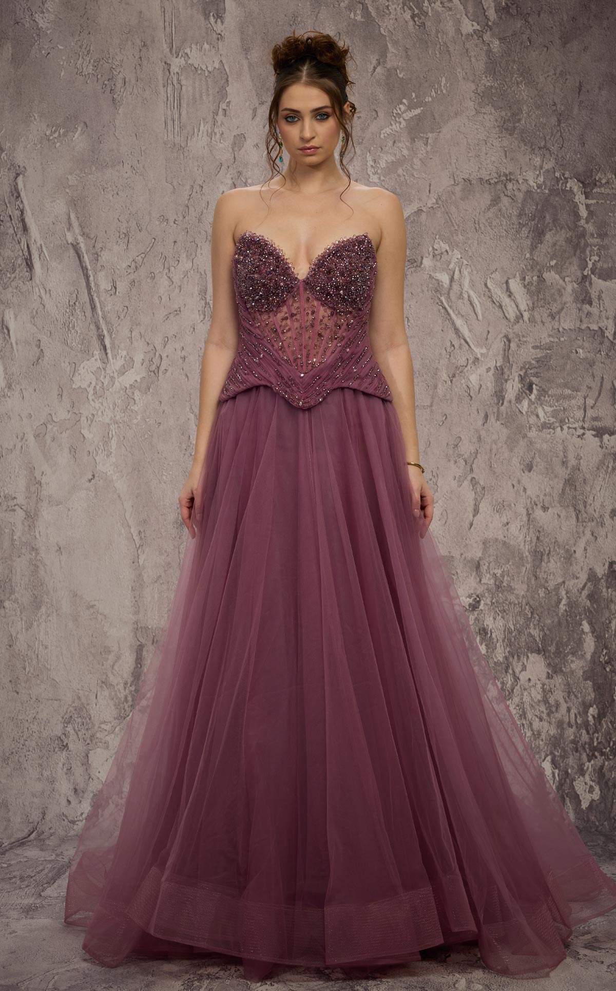 MNM Couture J03608: Beaded Sweetheart Organza Gown