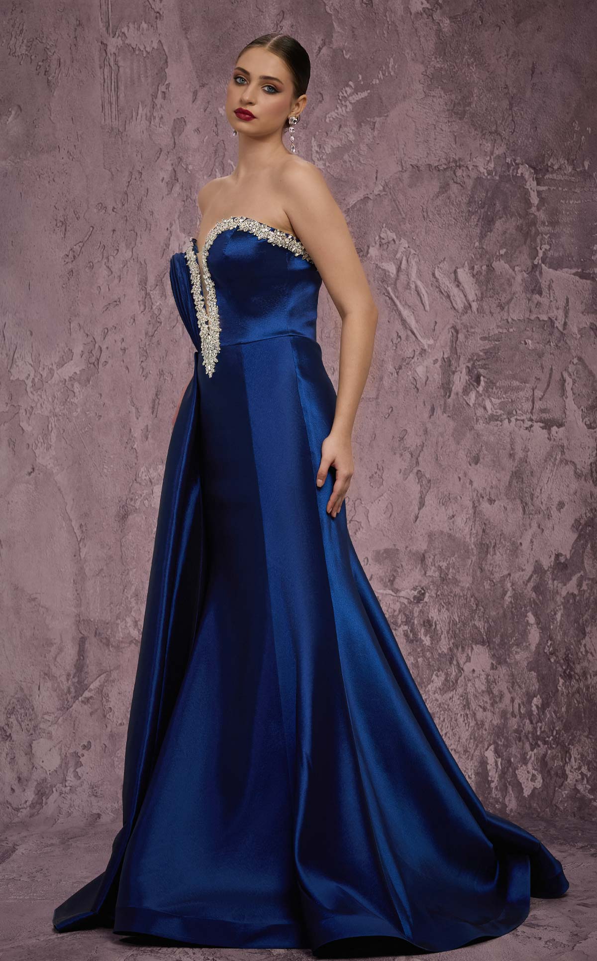 MNM Couture Q2414: Embellished Taffeta Mermaid Gown