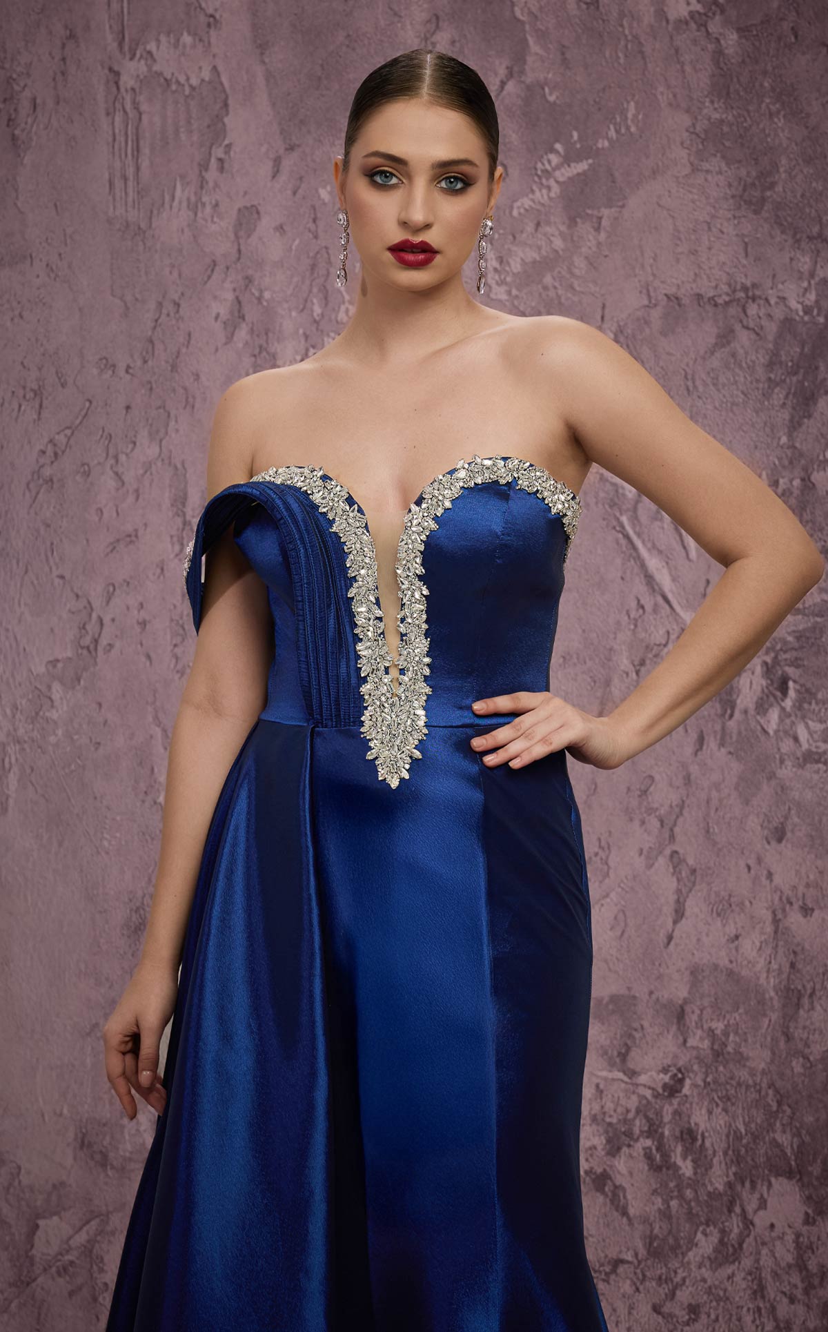 MNM Couture Q2414: Embellished Taffeta Mermaid Gown