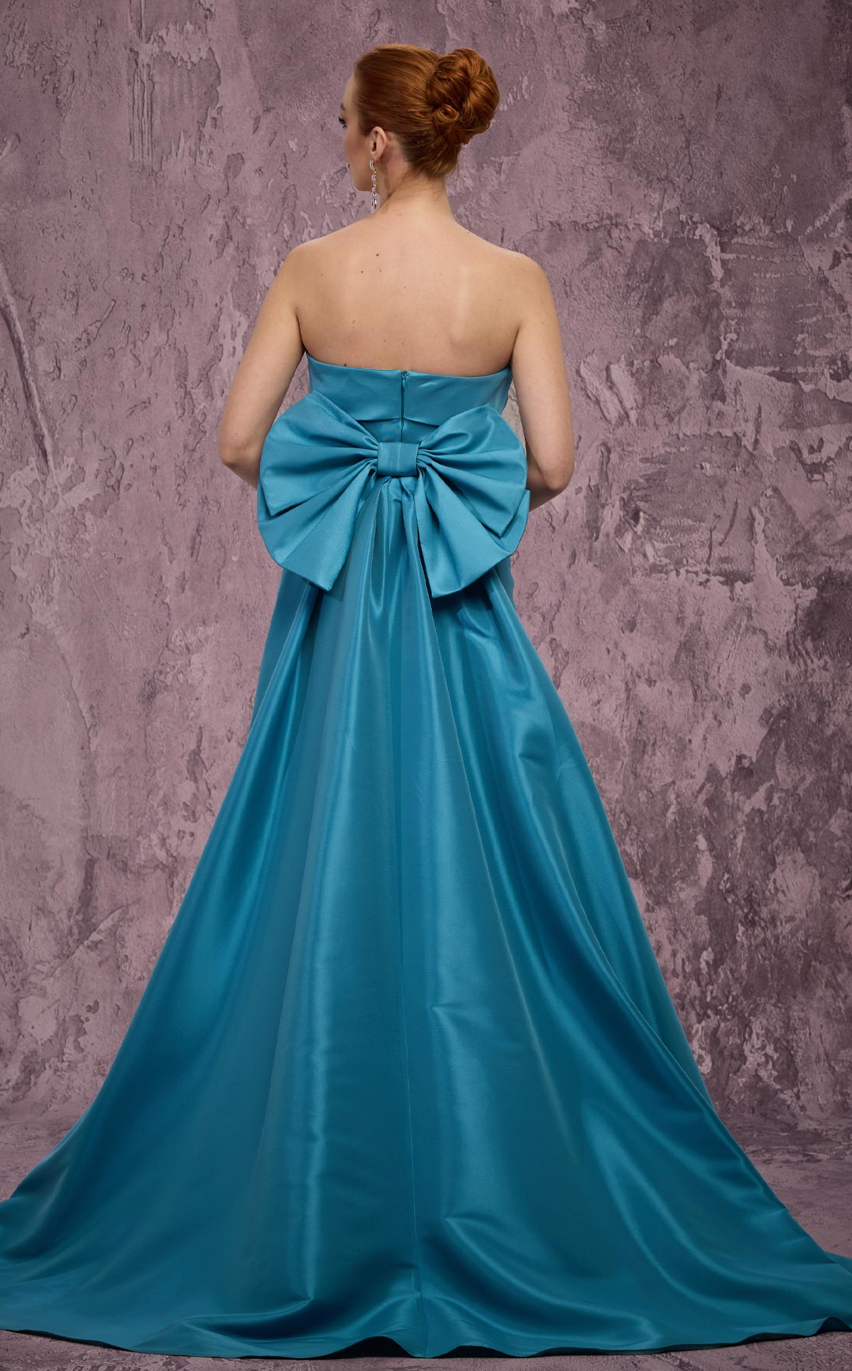 MNM Couture Q5574: Strapless Mermaid Gown with Bow Train