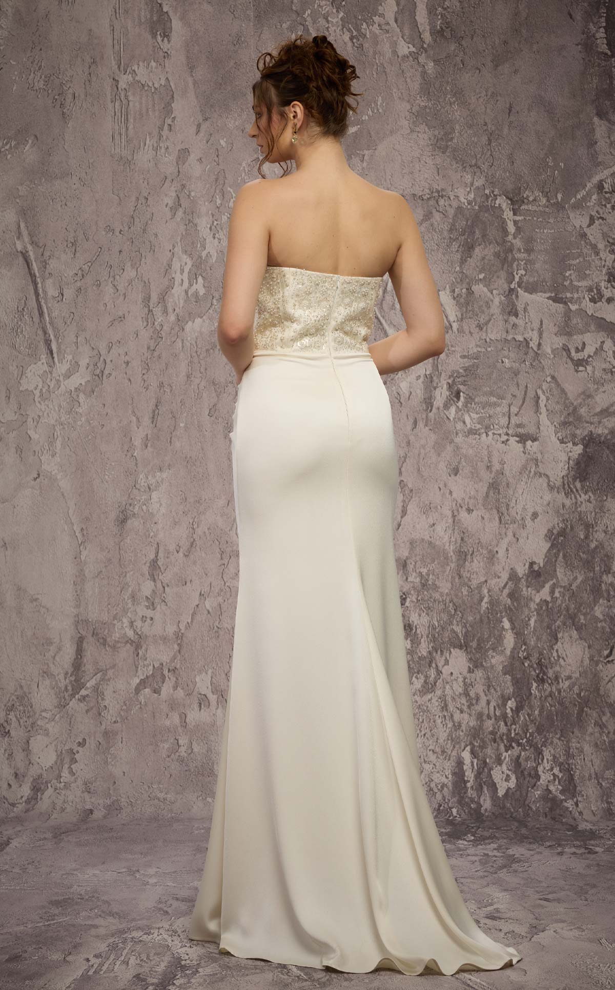MNM Couture Q7545: Beaded Gown with Ruched Hips