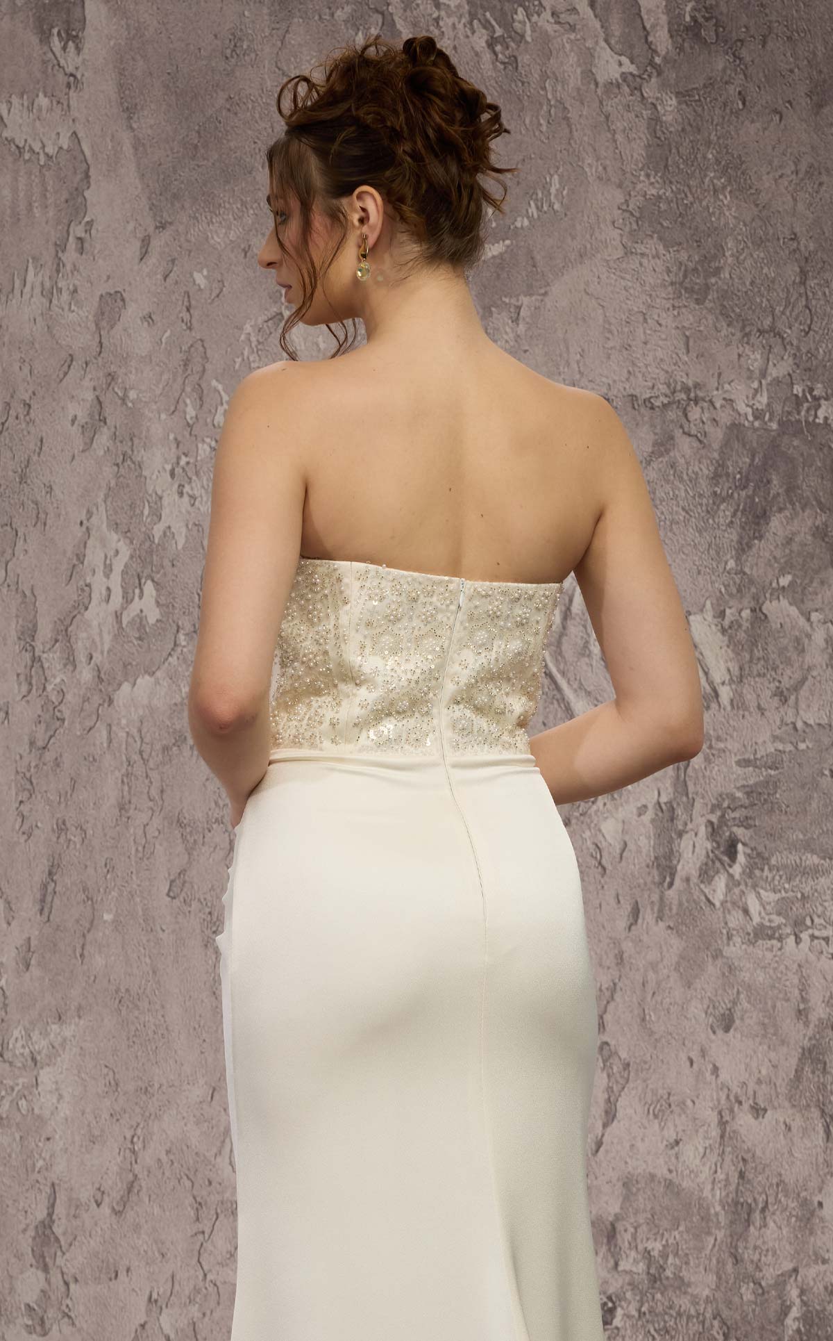MNM Couture Q7545: Beaded Gown with Ruched Hips