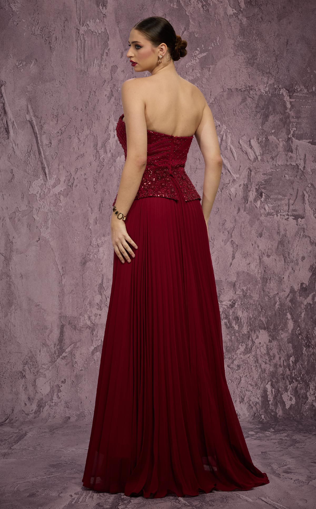 MNM Couture Q7788: Pleated Chiffon A-Line Gown