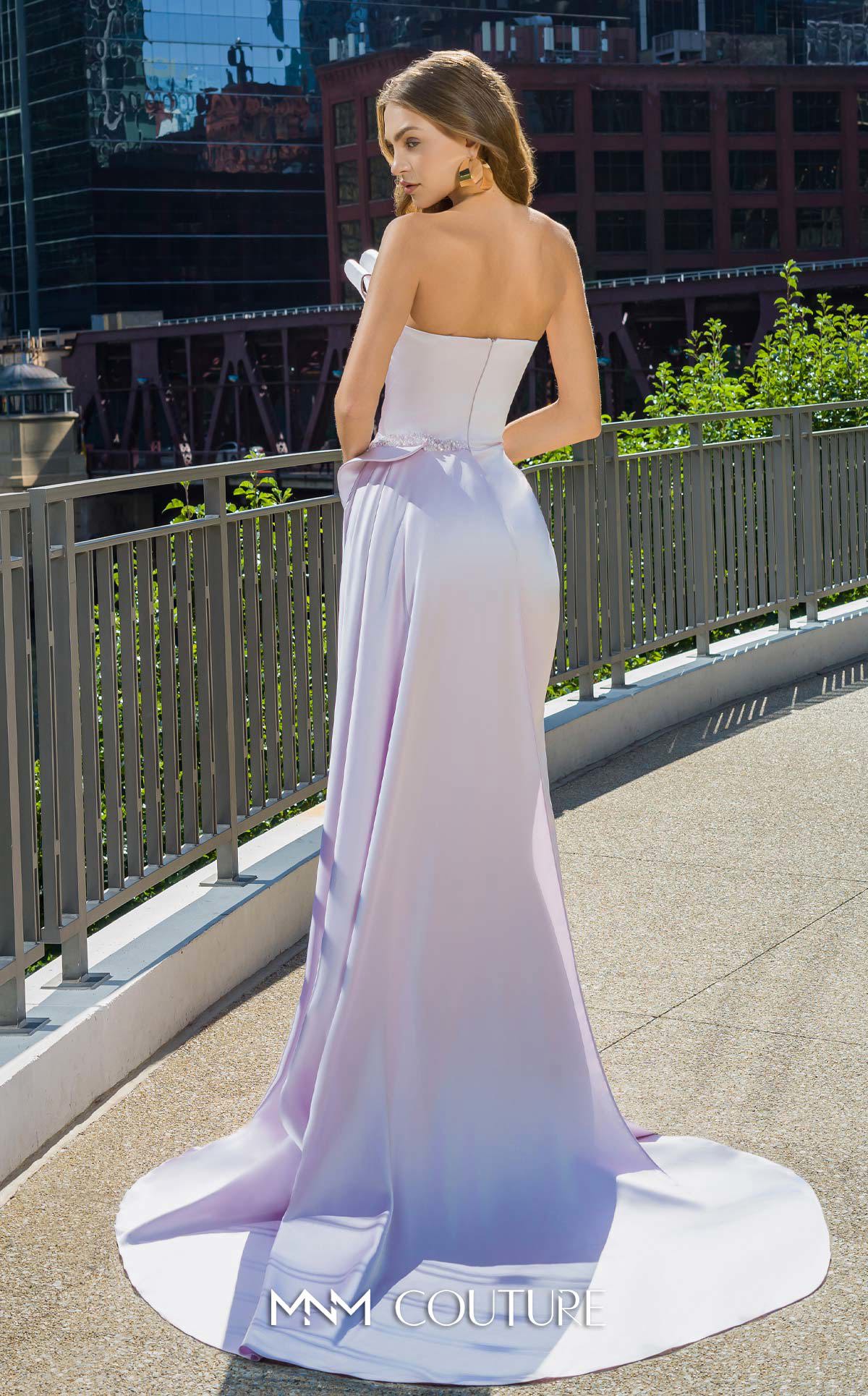 MNM Couture Style V07578 - Luxurious Silk Elegance with Pearl Details