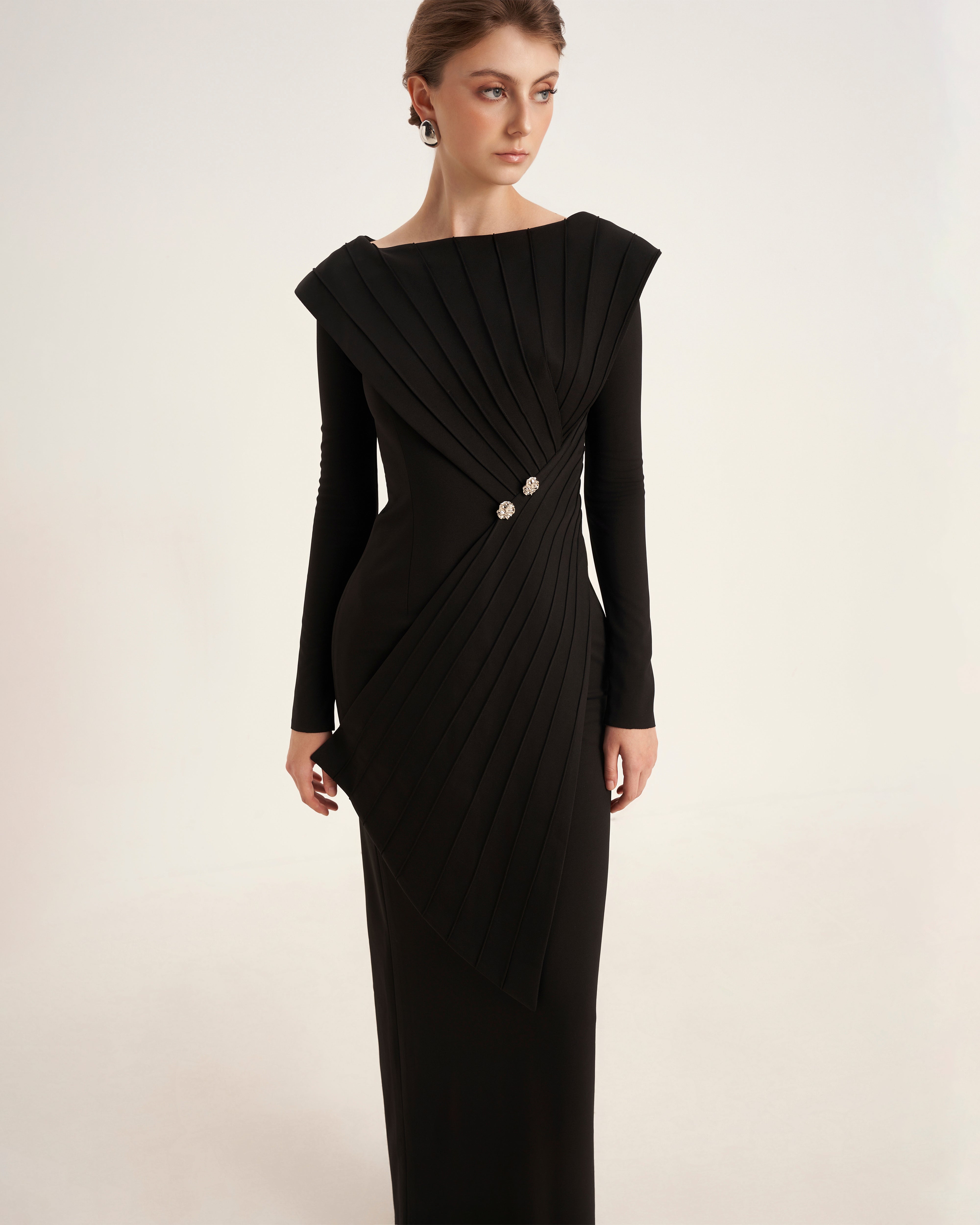 Mirer - Salvia Sheath Ponte Knit Maxi Dress