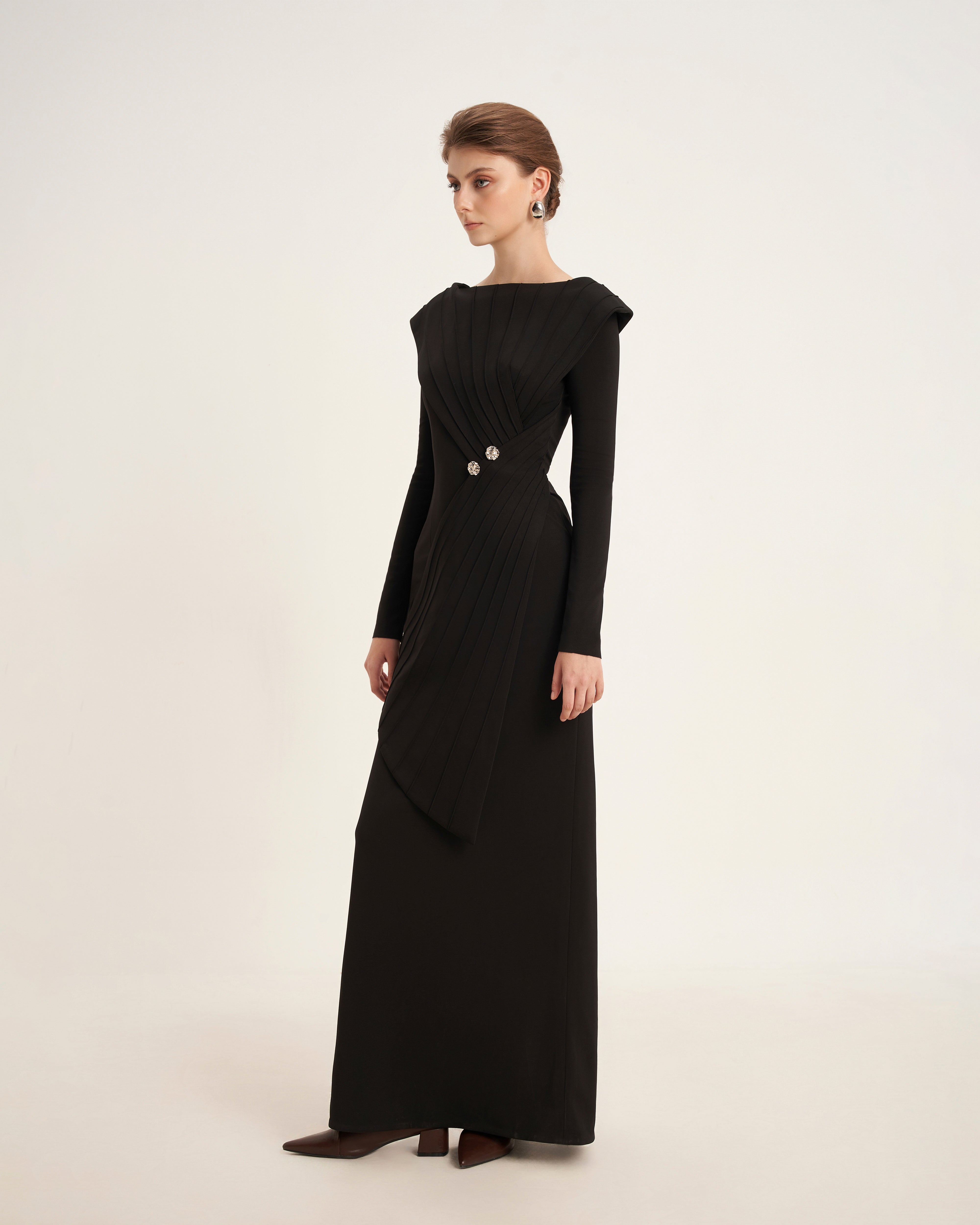 Mirer - Salvia Sheath Ponte Knit Maxi Dress