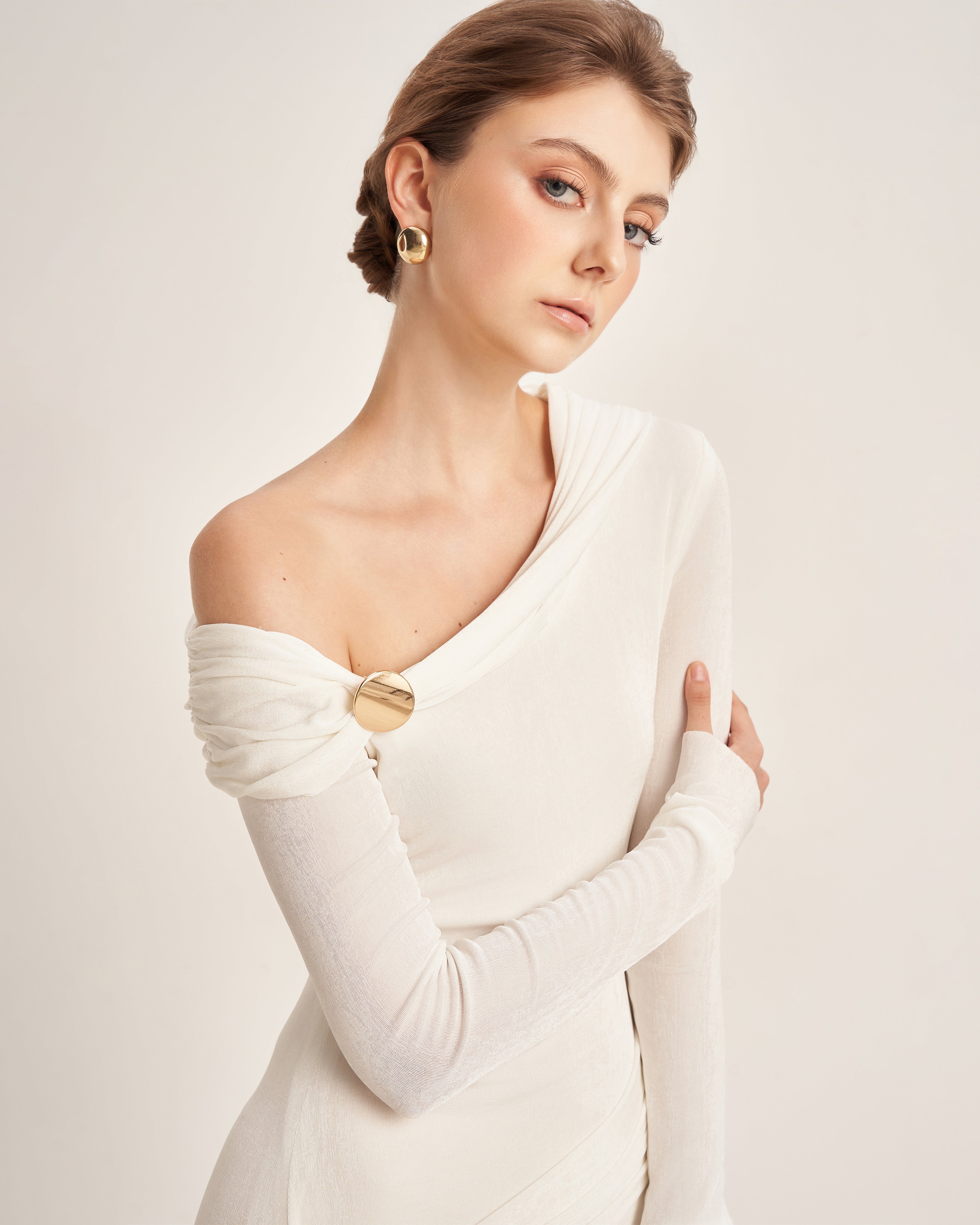 Mirer - Dandelion Sheath Elastance Jersey Maxi Dress