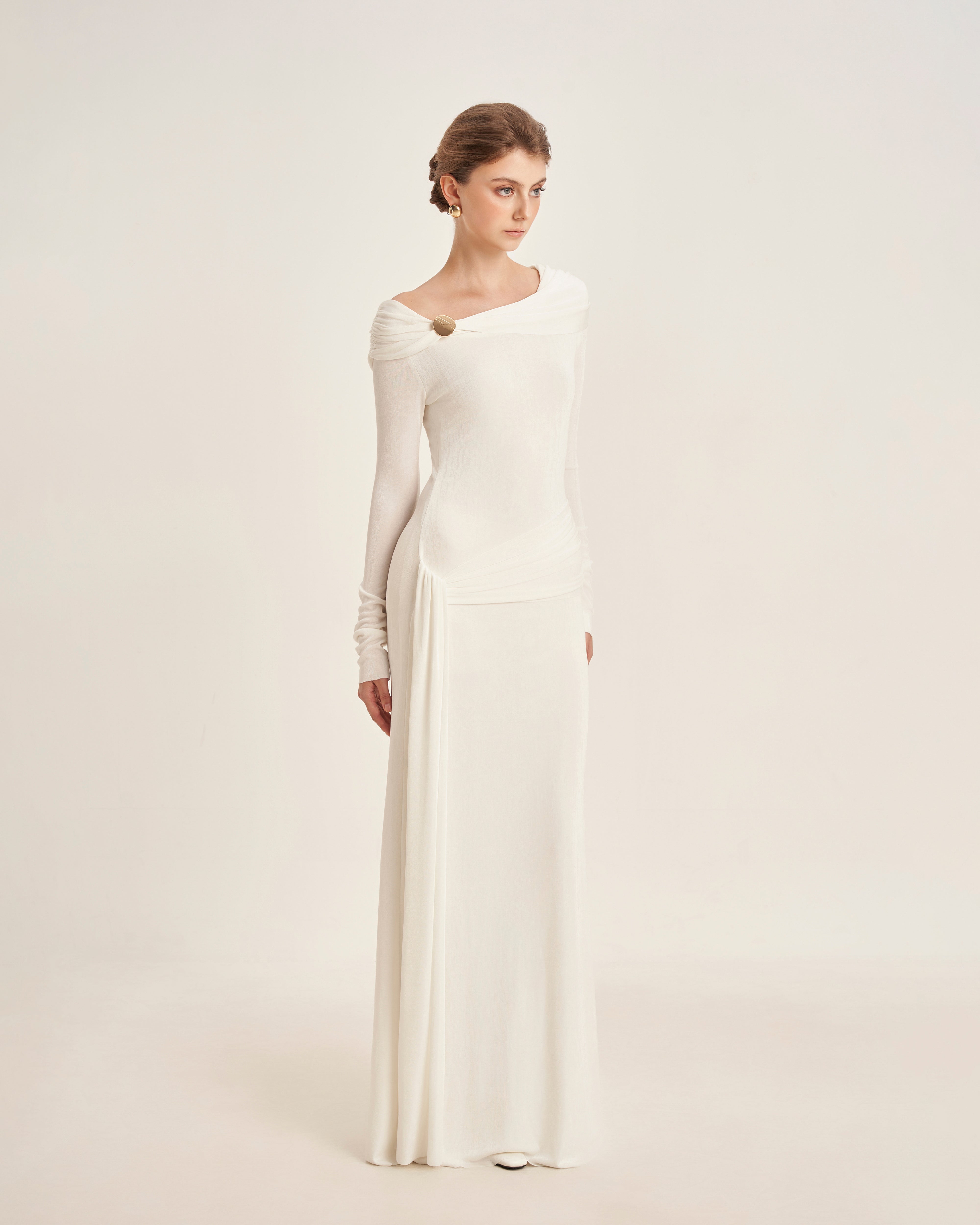 Mirer - Dandelion Sheath Elastance Jersey Maxi Dress