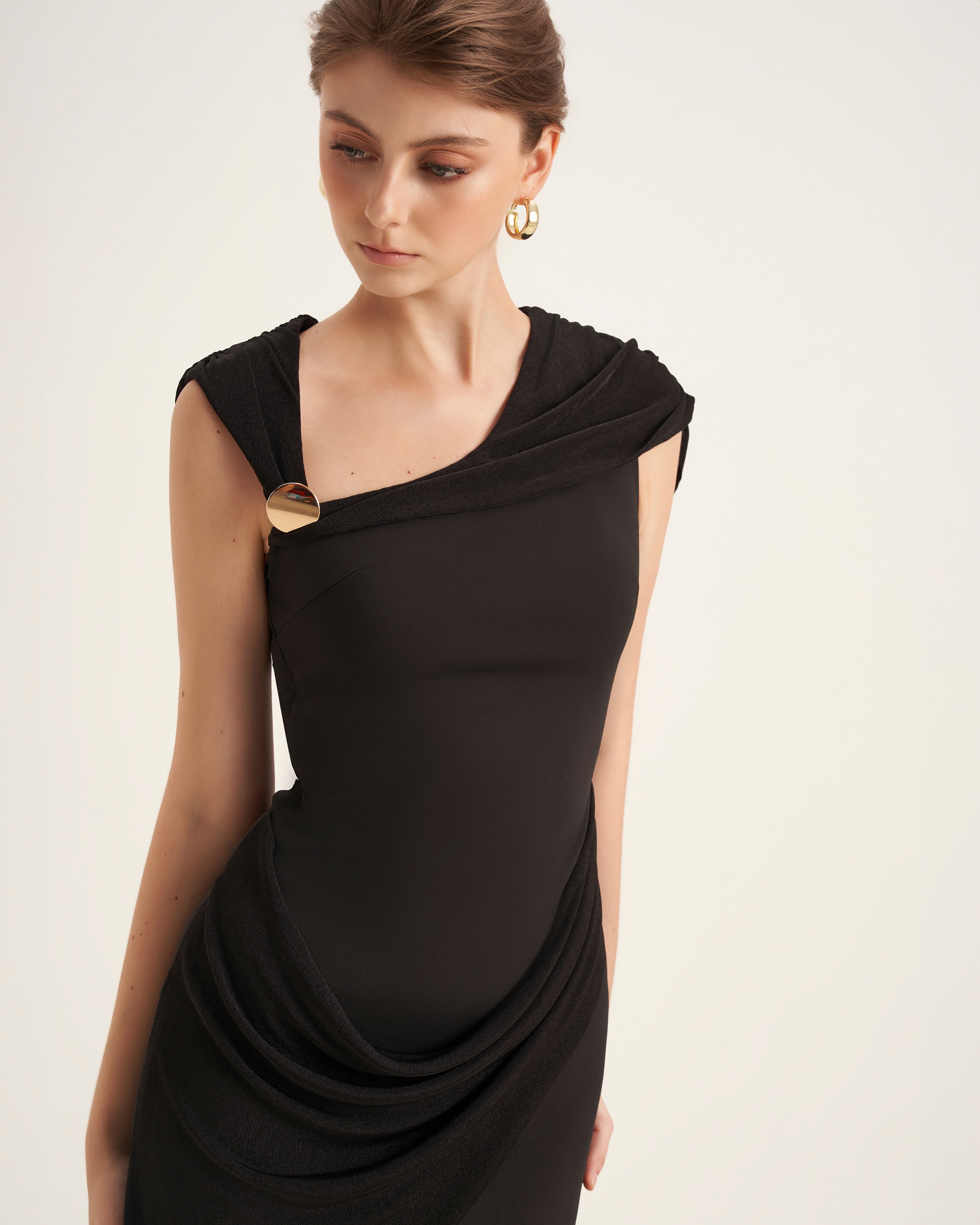 Mirer - Elderberry Sheath Ponte Knit Maxi Dress