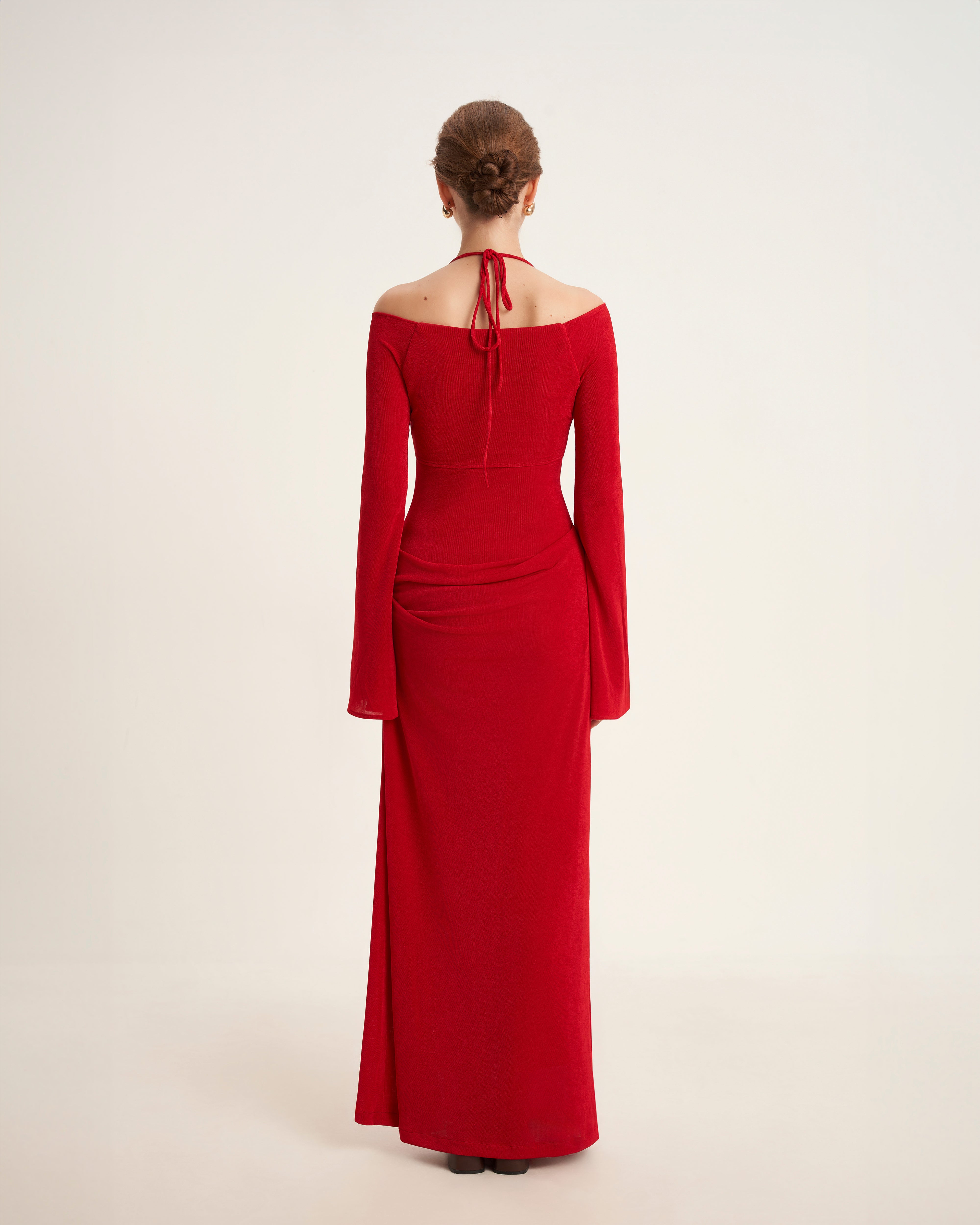 Mirer - Cassia Sheath Elastance Jersey Maxi Dress