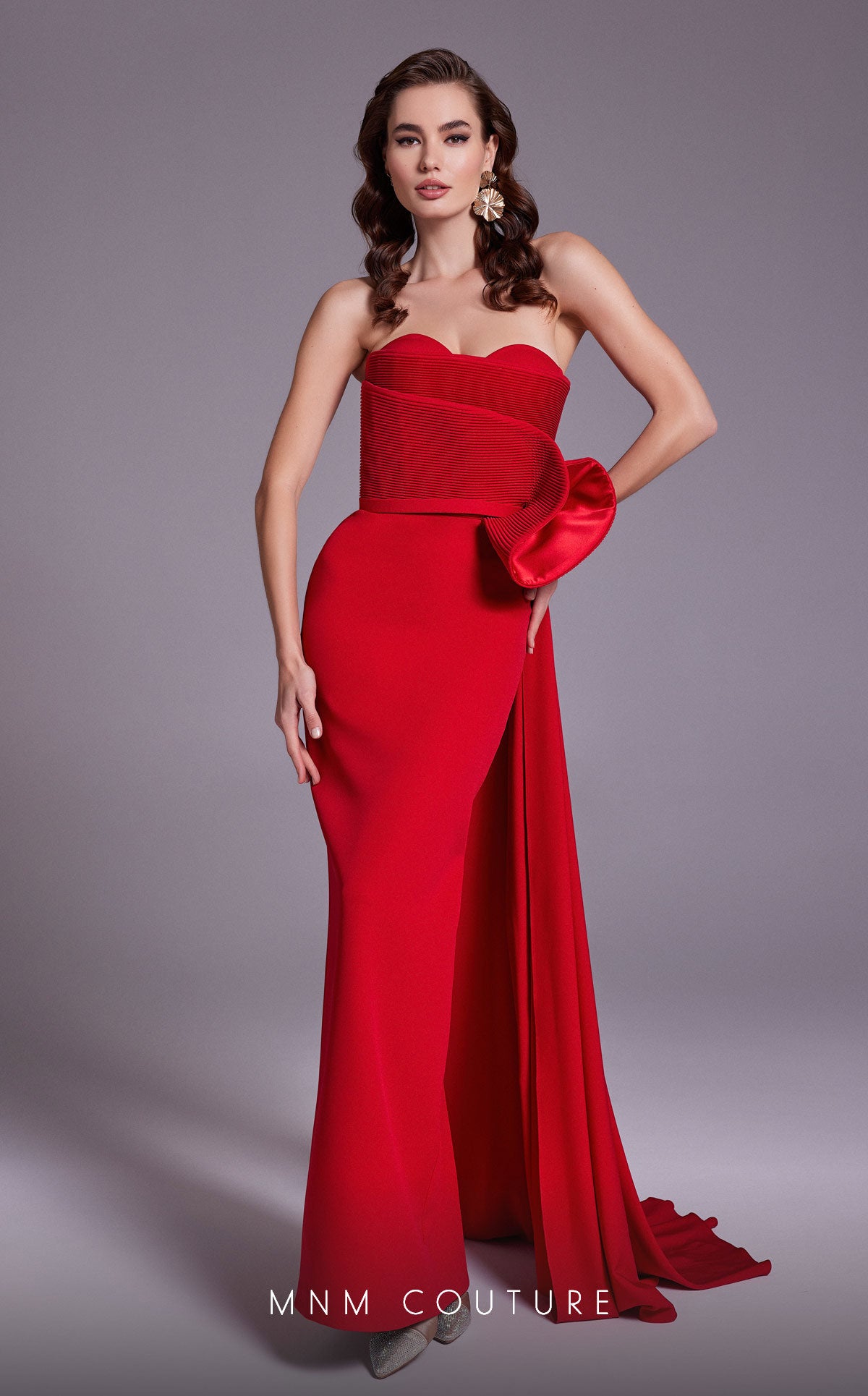 Magenta Strapless Evening Gown N0520A