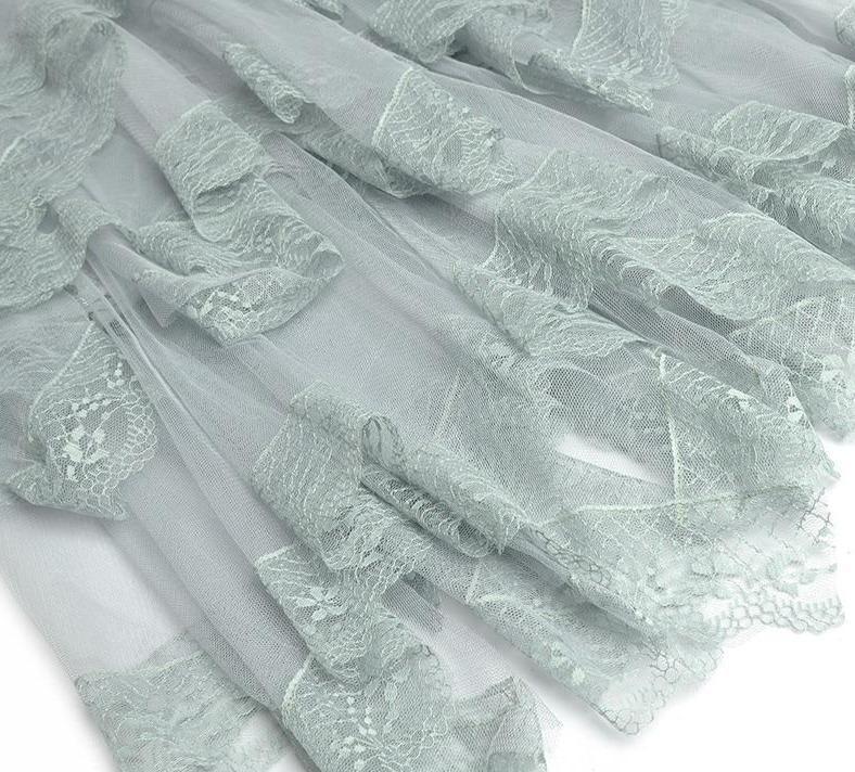 Mesh Sequins Ruffle Dress - ES212