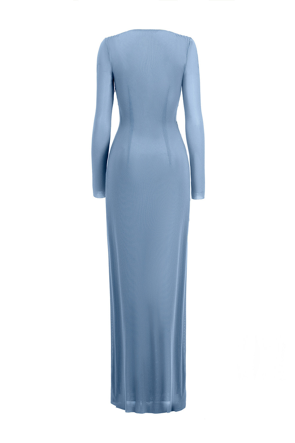 Mirer - Blarune Sheath Gathered Elastic Cotton Maxi Dress-3