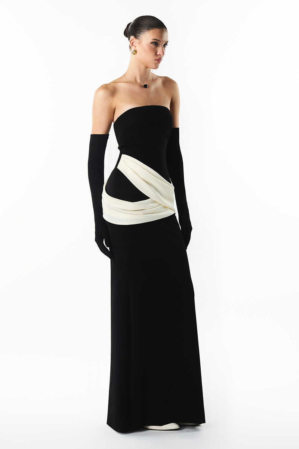 Mirer - Chantelle Straight Across Draped Maxi Dress-3