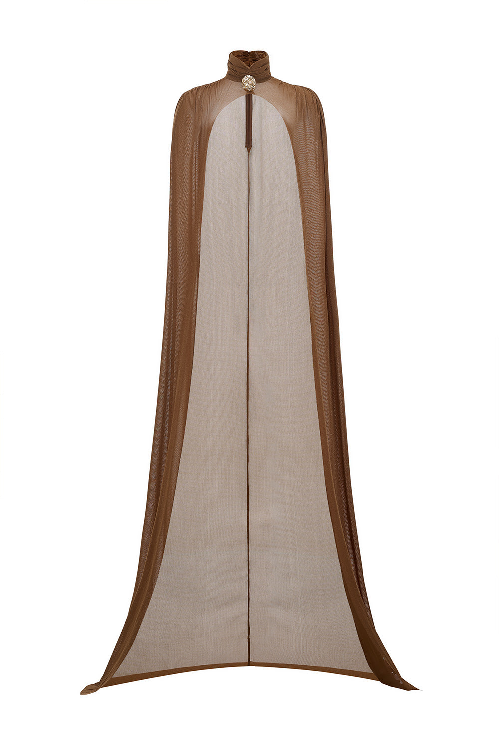 Mirer - Dunessia Cape High Neck Elastic Cotton Floor Length Cape-0