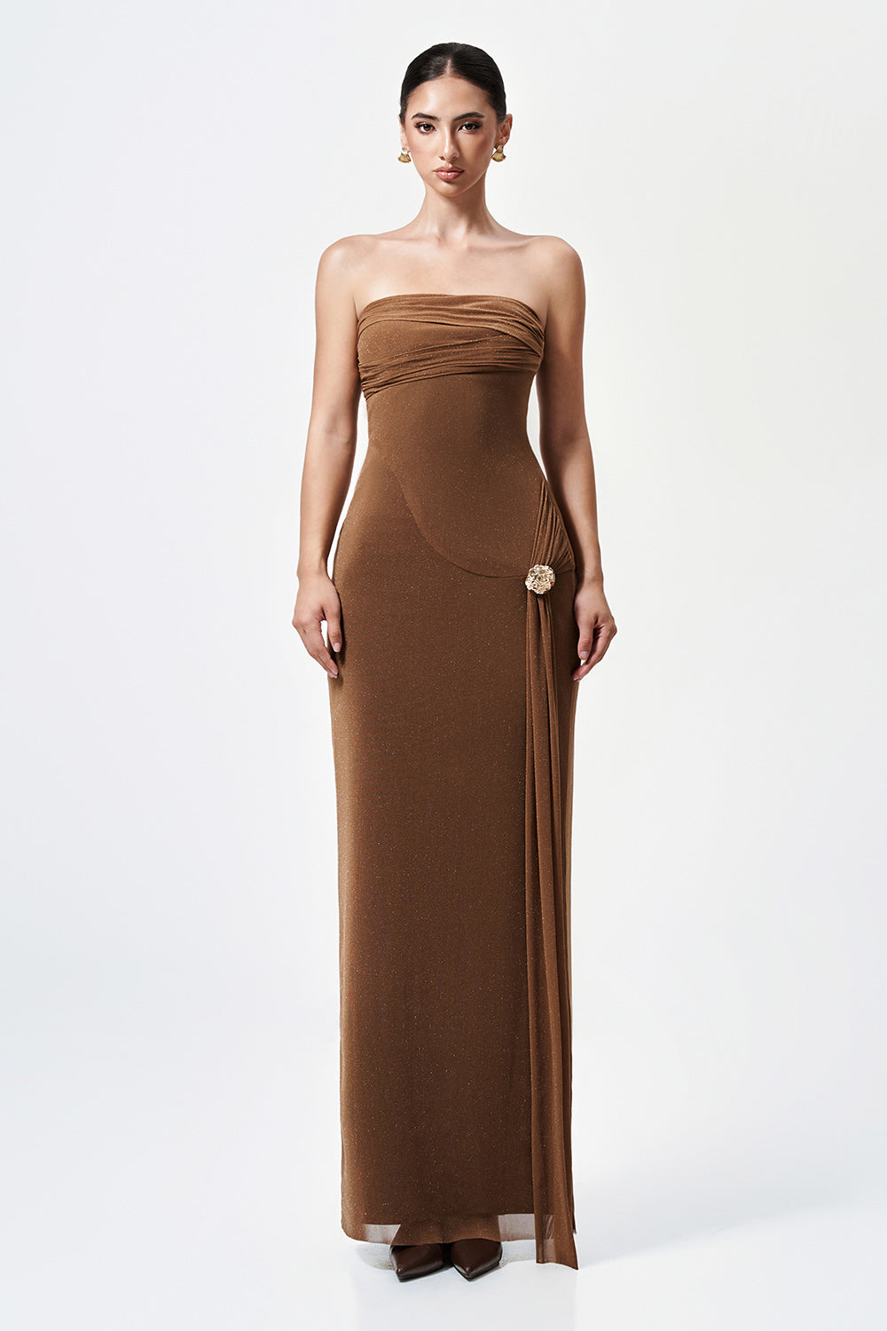 Mirer - Dunessia Sheath Extended Flap Elastic Cotton Maxi Dress-1