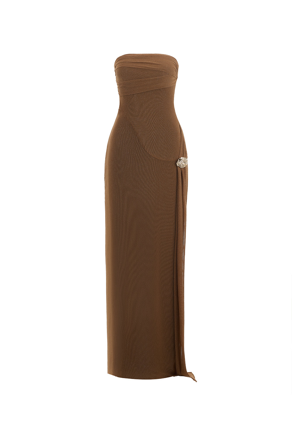 Mirer - Dunessia Sheath Extended Flap Elastic Cotton Maxi Dress-0