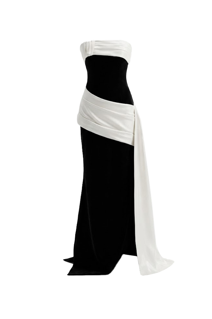 Mirer - Elaris Straight Across Draped Maxi Dress-1