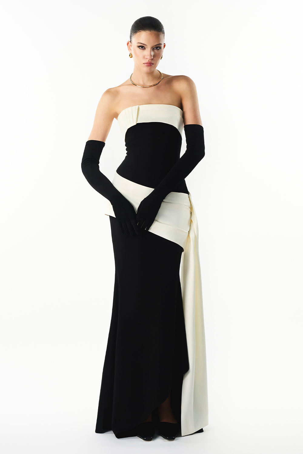 Mirer - Elaris Straight Across Draped Maxi Dress-0