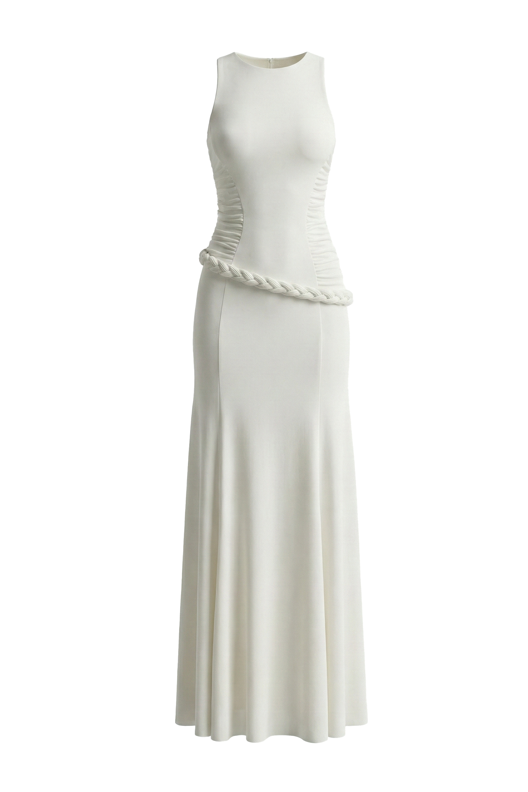 Mirer - Ivanna High Neck Gathering Maxi Dress-1
