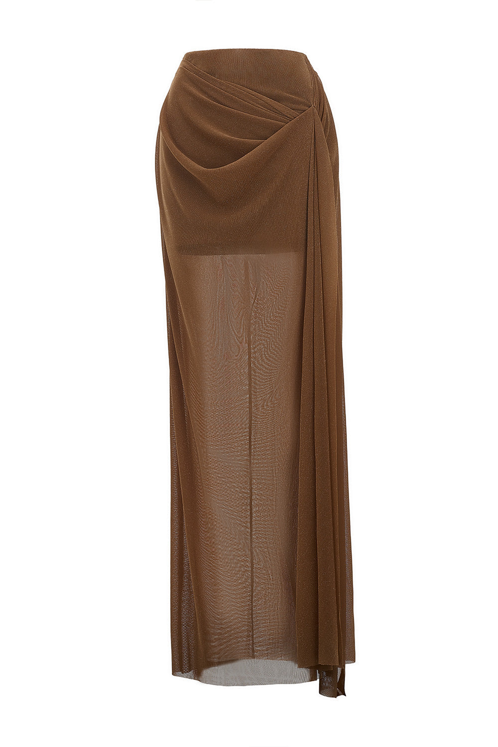 Mirer - Kaia Straight Draped Elastic Cotton Maxi Skirt-0
