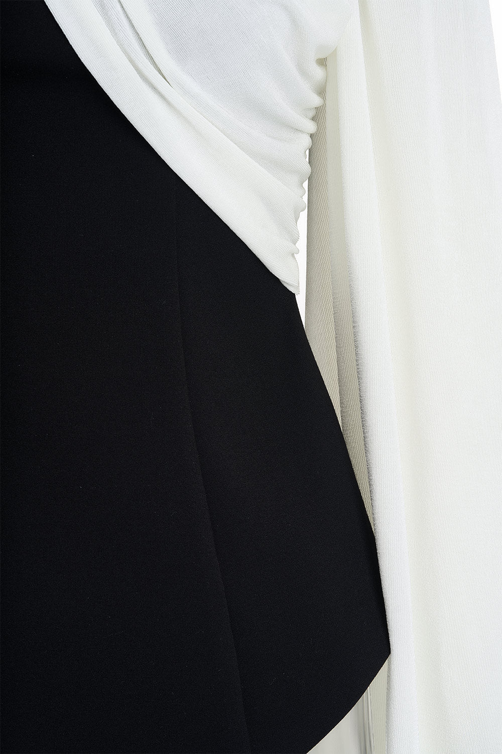Mirer - Kiva Sheath Slit Sleeved Cotton Spandex Top-2
