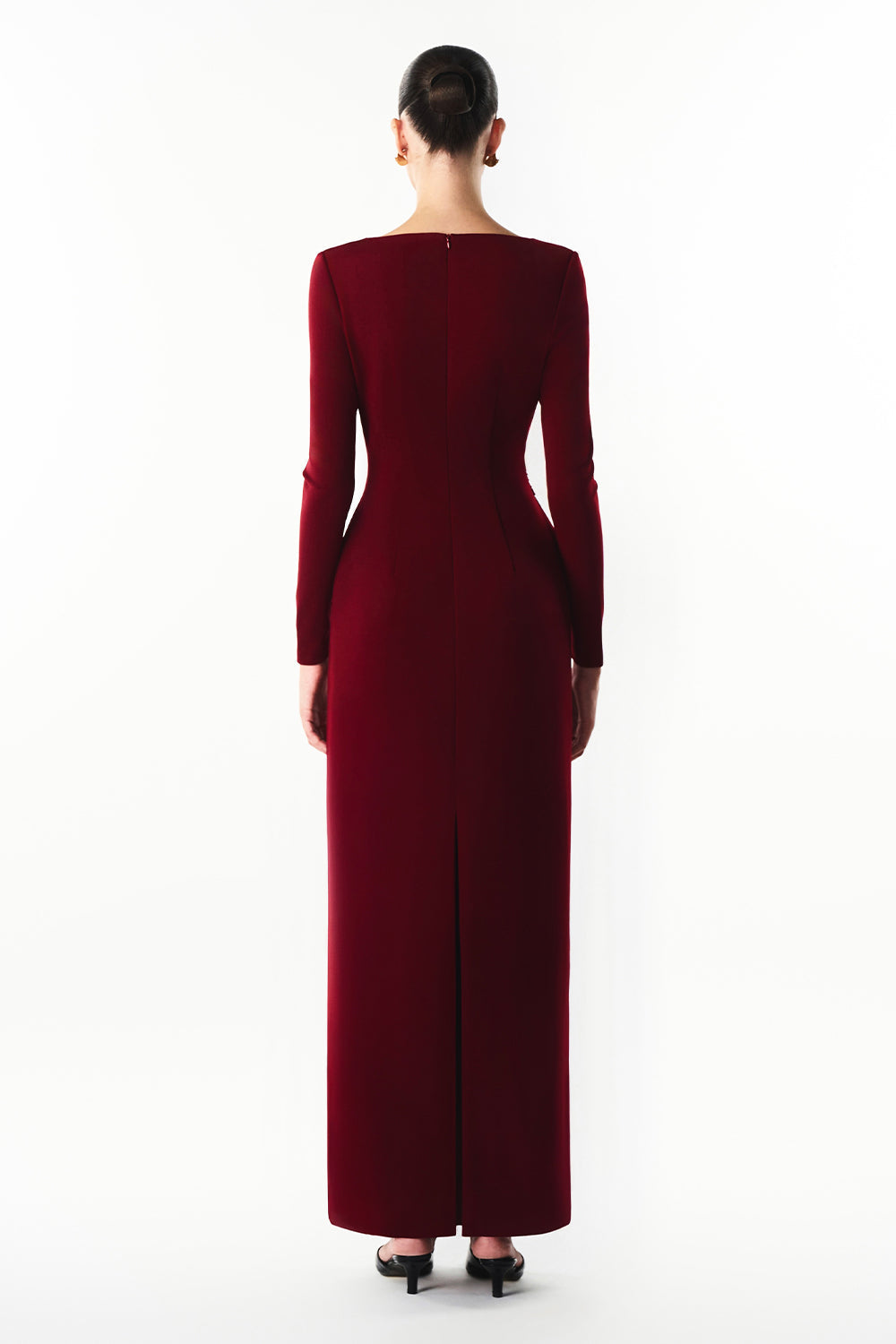 Mirer - Mera Asymmetric Neck Metal Maxi Dress-3