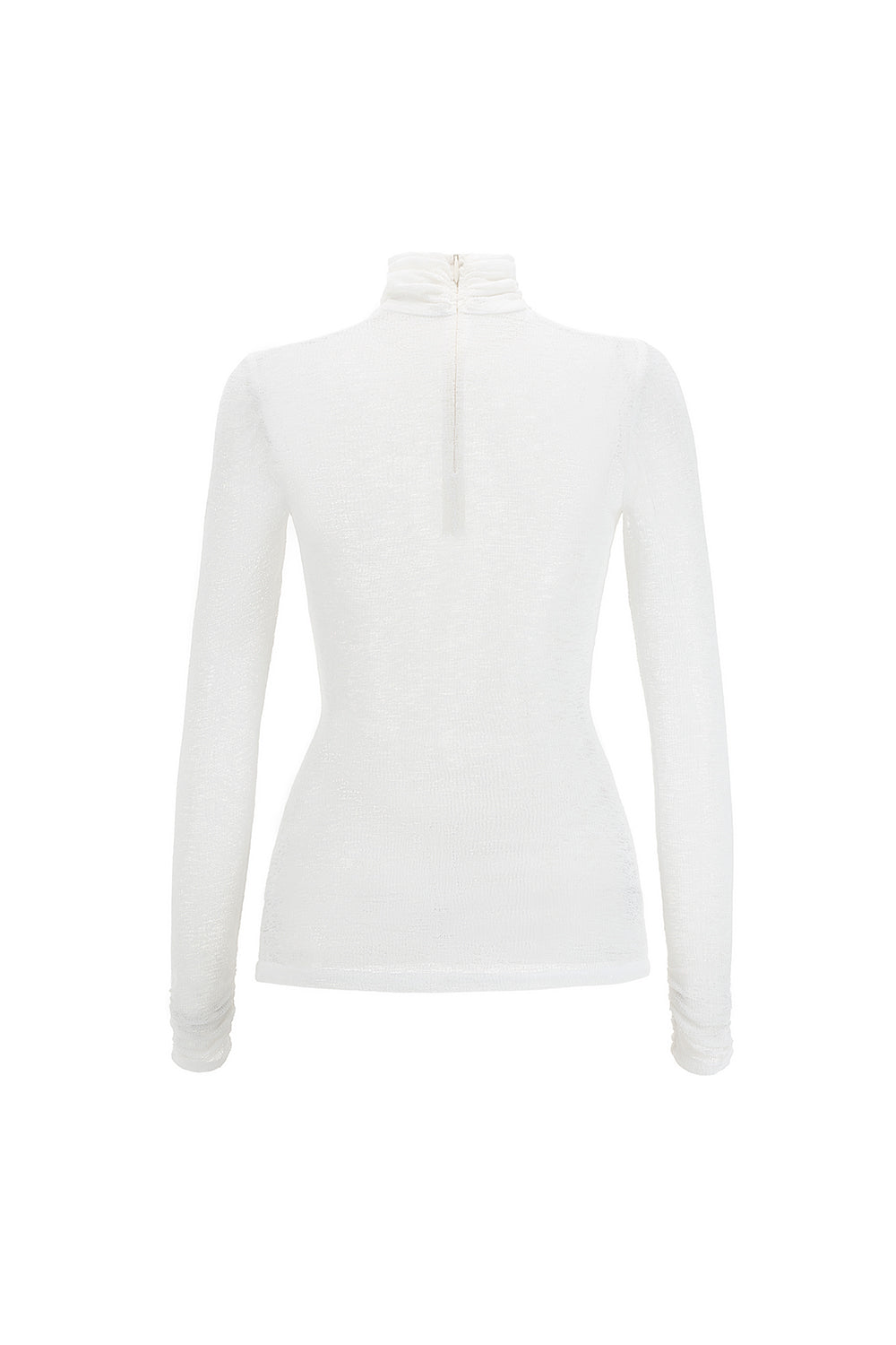 Mirer - Myra Bodycon Turtle Neck Elastic Cotton Top-3