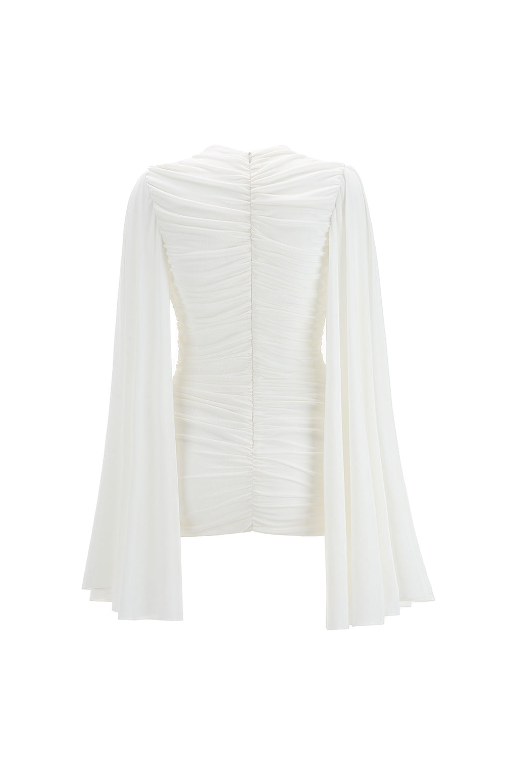 Mirer - Nayeli Bodycon Cape Sleeved Elastic Cotton Top-1