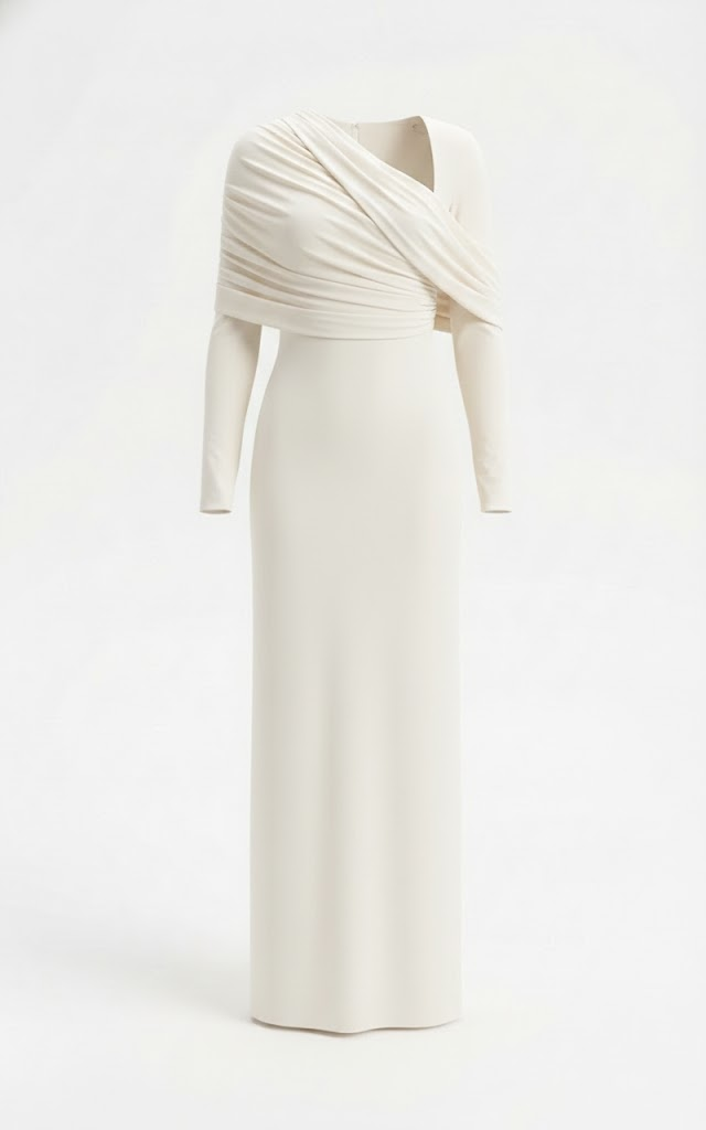 Mirer - Noira Sheath Draped Maxi Dress-5