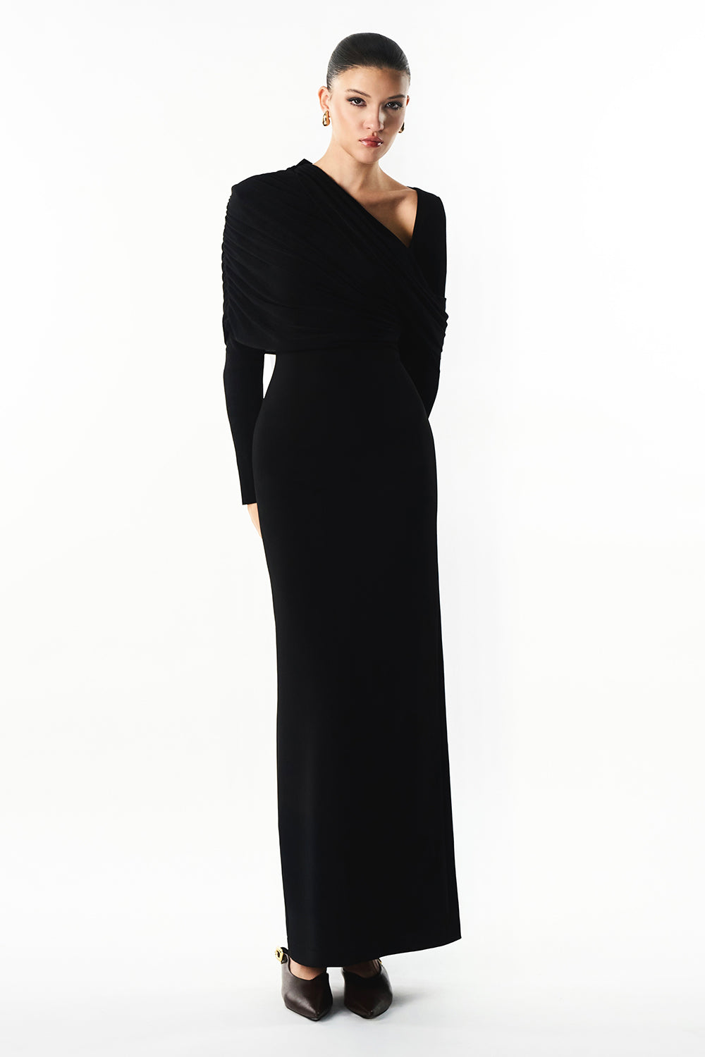 Mirer - Noira Sheath Draped Maxi Dress-0
