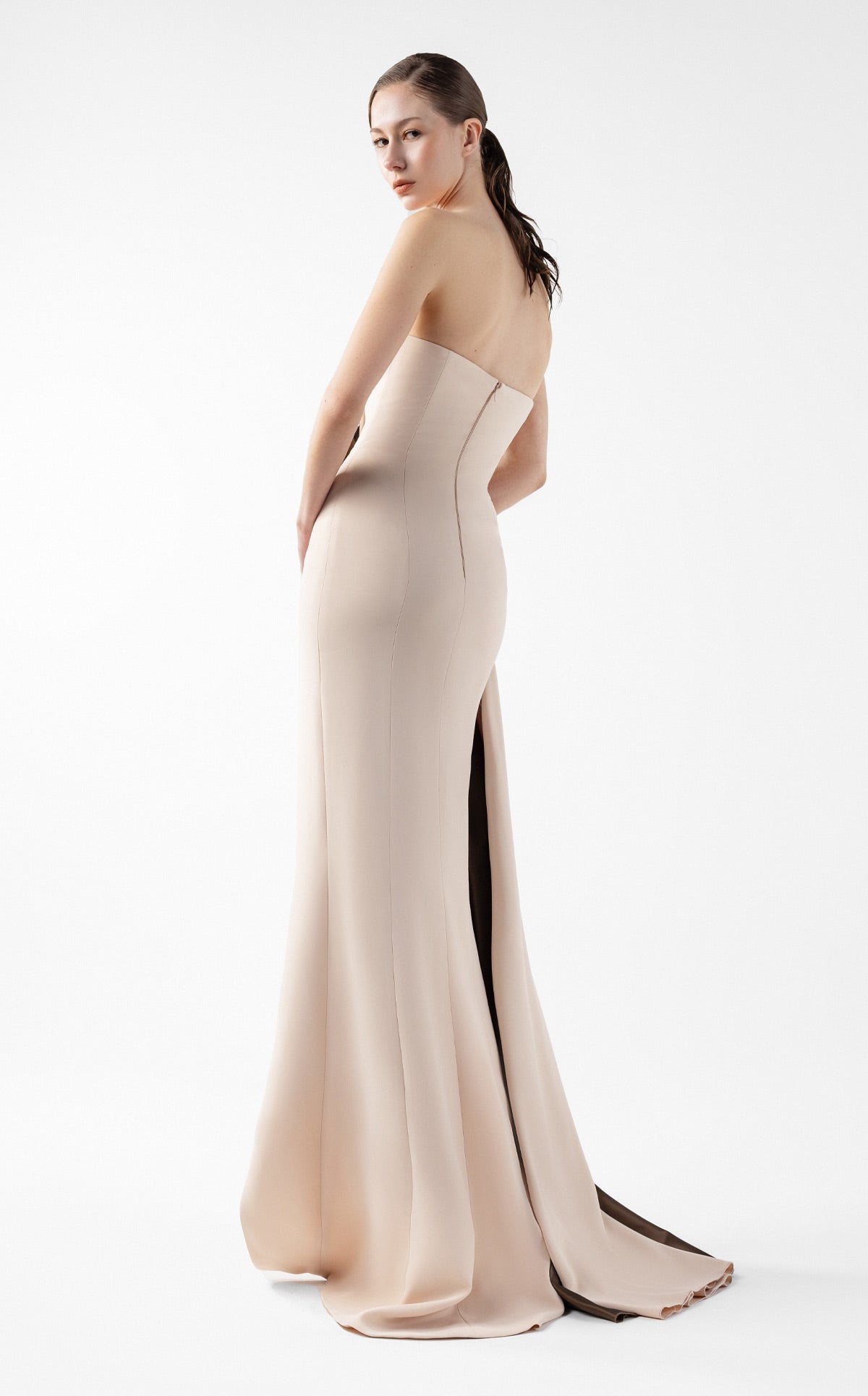 Molten Nude and Bronze Folded Gown G2011