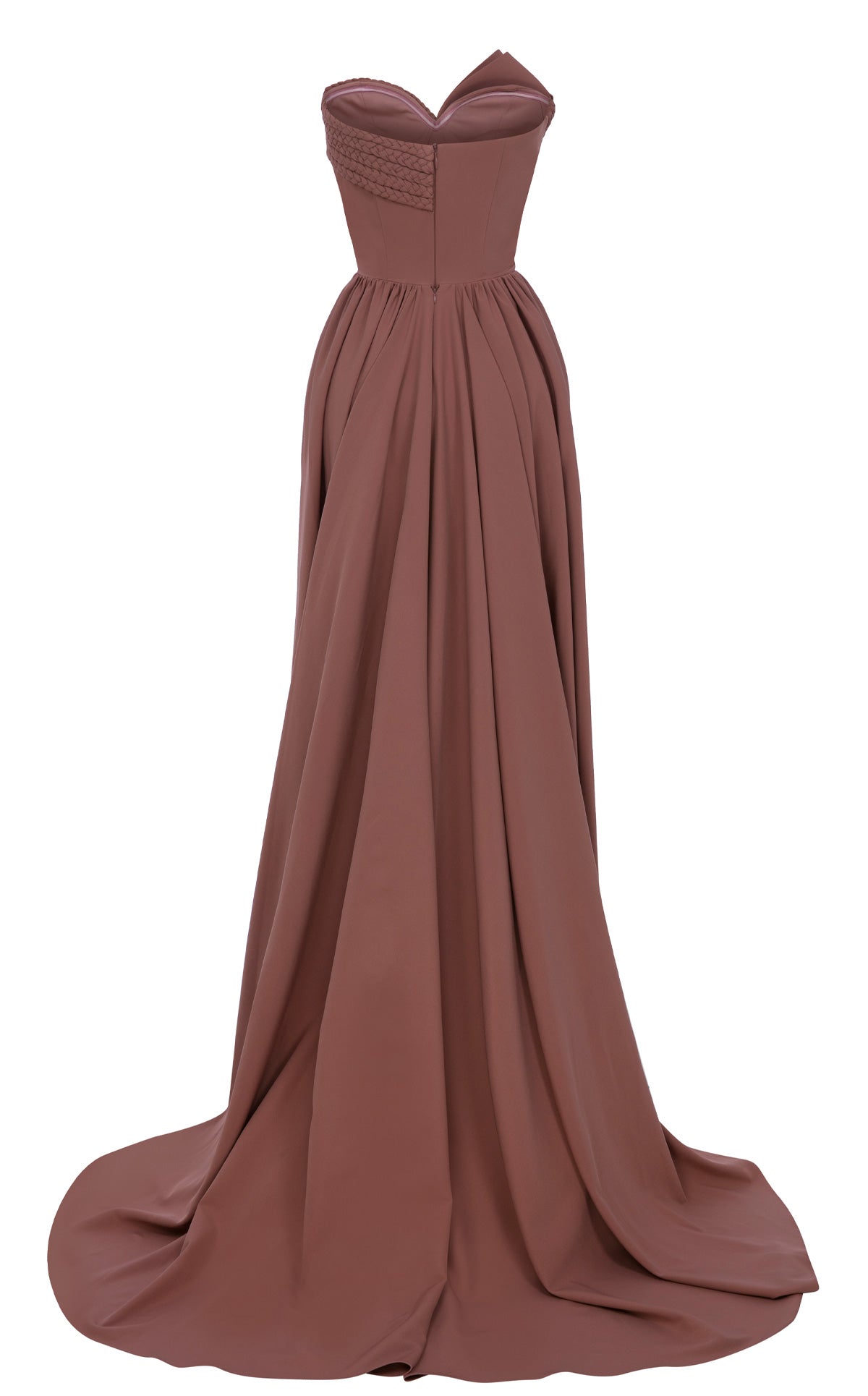Asymmetric Column Gown with Detachable Train N0687
