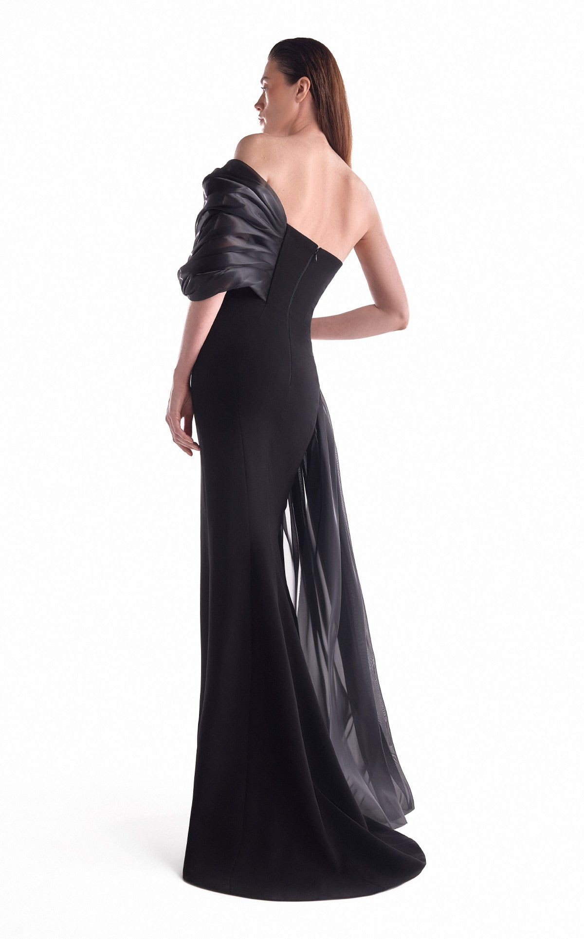 Nocturne Draped Off-Shoulder Gown G2111